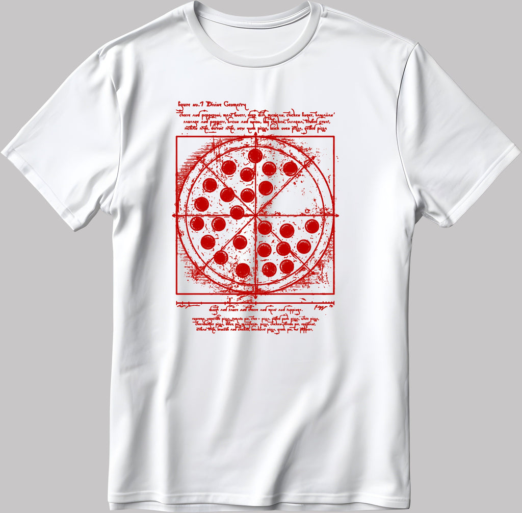 Black and White Pizza Slice Figures , Short Sleeve White-Black Men's / Women's T Shirt E020