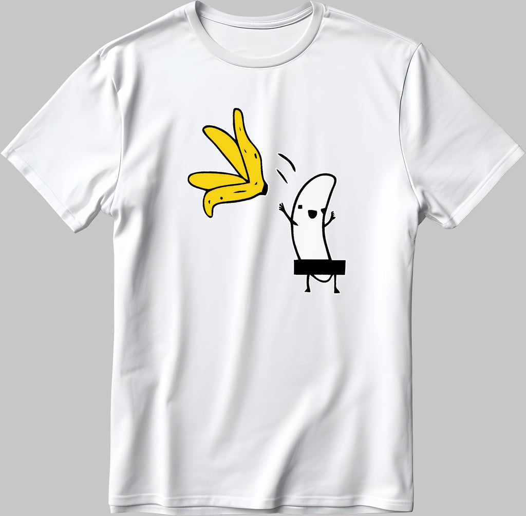Banana Stripper Naked Banana Short Sleeve White-Black Men's / Women's T Shirt F038