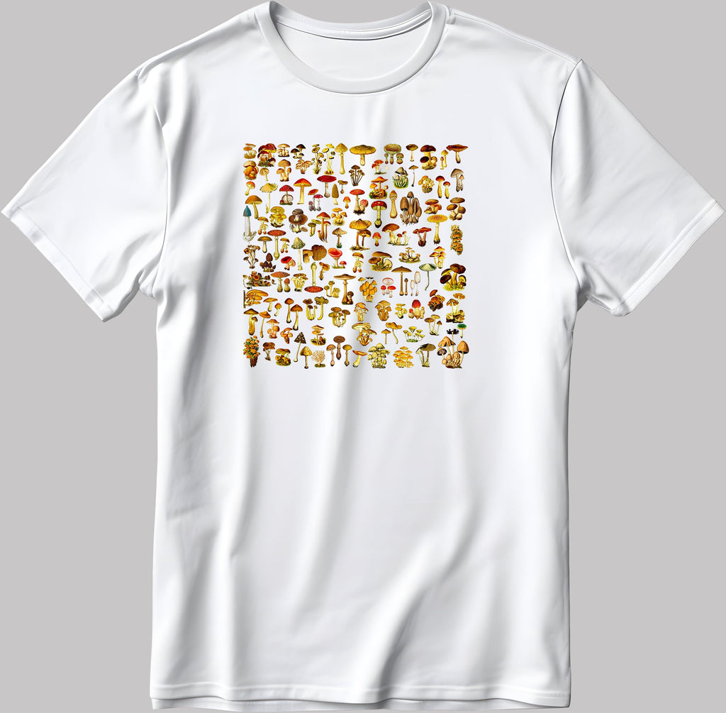 Vintage mushrooms, Short Sleeve White-Black Men's / Women's T Shirt F127