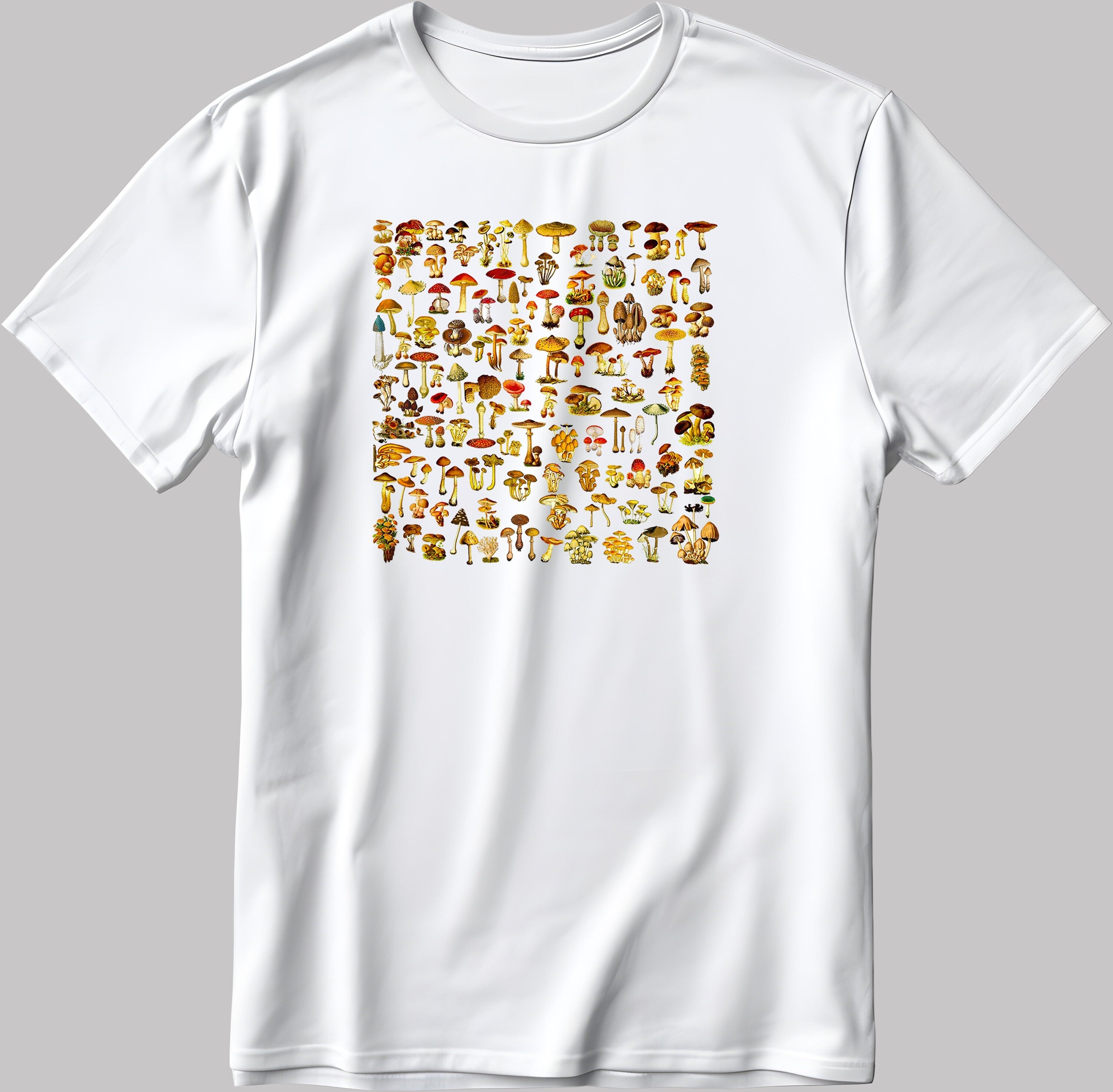 Vintage mushrooms, Short Sleeve White-Black Men's / Women's T Shirt F127