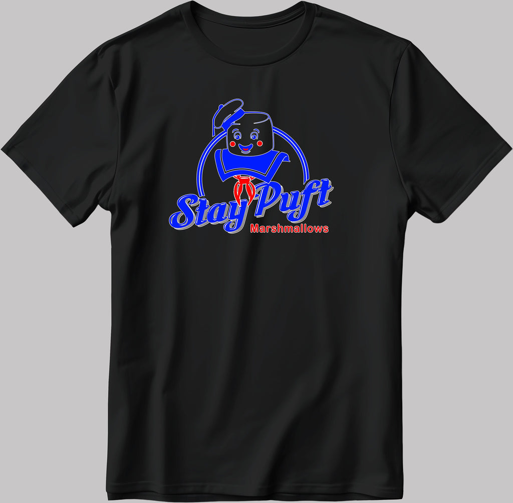 Stay Puft Marshmallow Man Cartoon Character, Short Sleeve White-Black Men's / Women's T Shirt F128