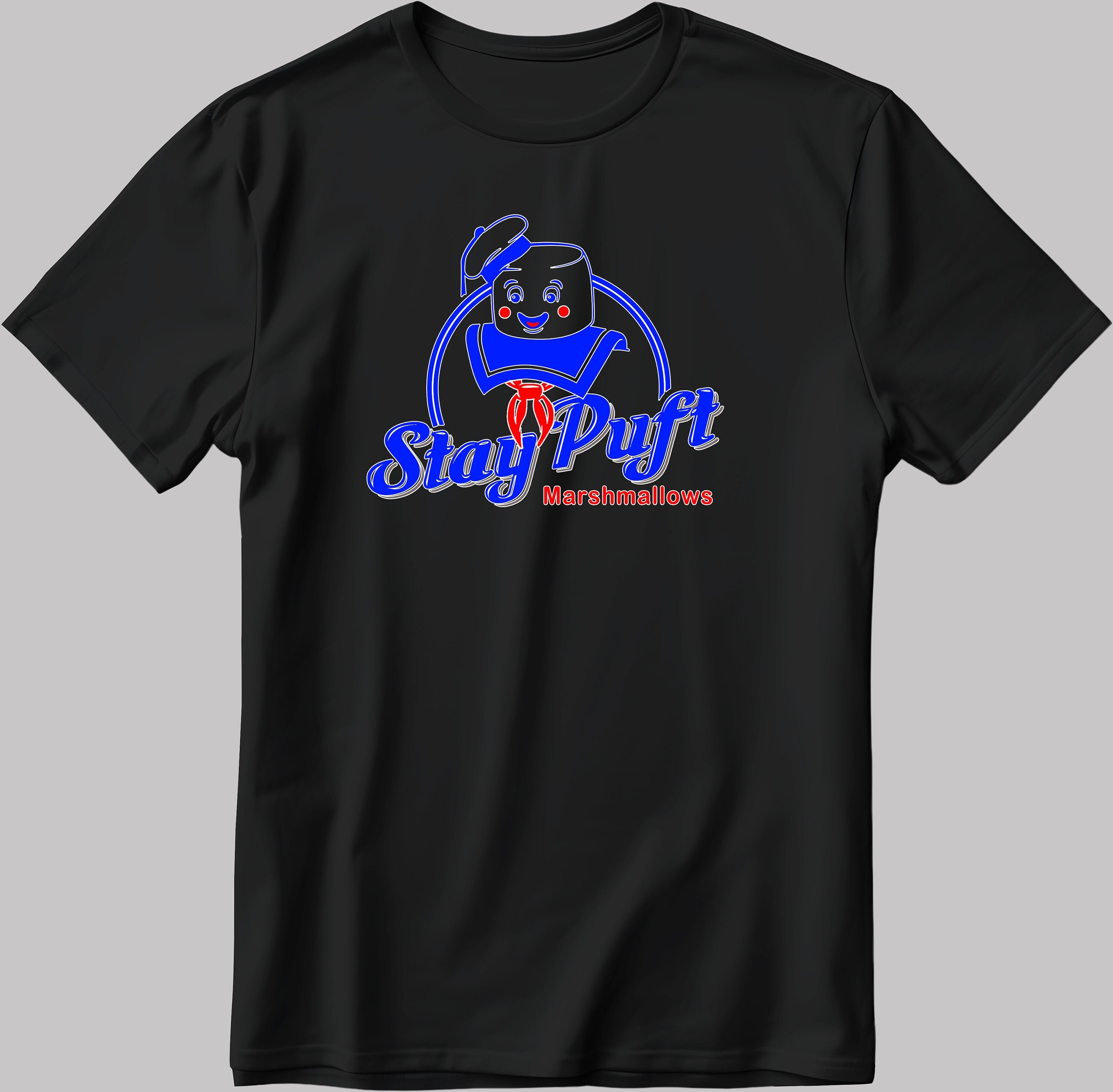 Stay Puft Marshmallow Man Cartoon Character, Short Sleeve White-Black Men's / Women's T Shirt F128