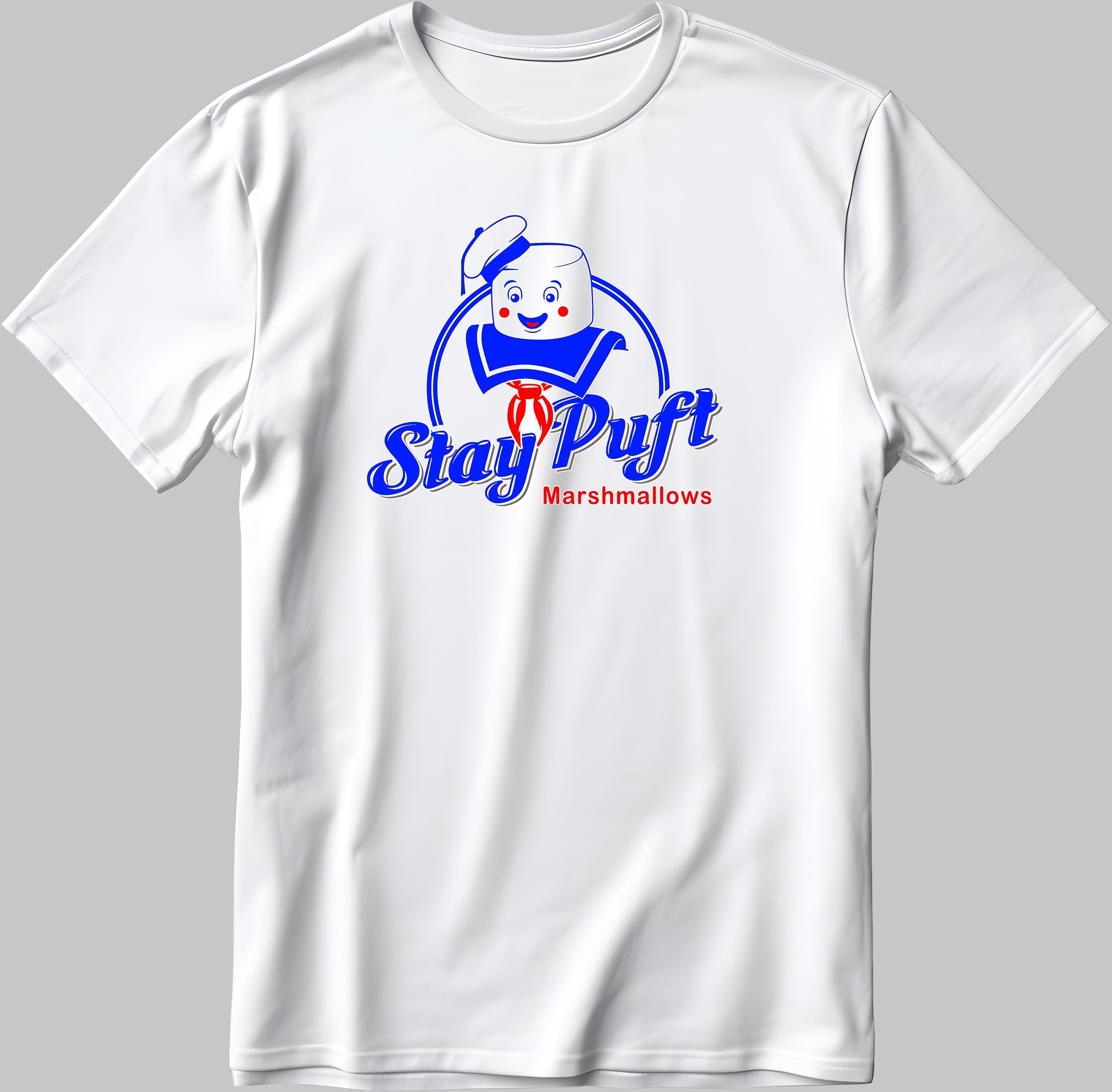 Stay Puft Marshmallow Man Cartoon Character, Short Sleeve White-Black Men's / Women's T Shirt F128