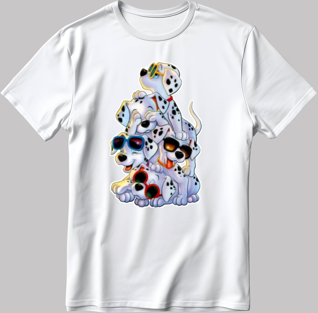 101 Dalmatians Cartoon Characters, Short Sleeve White-Black Men's / Women's T Shirt F429