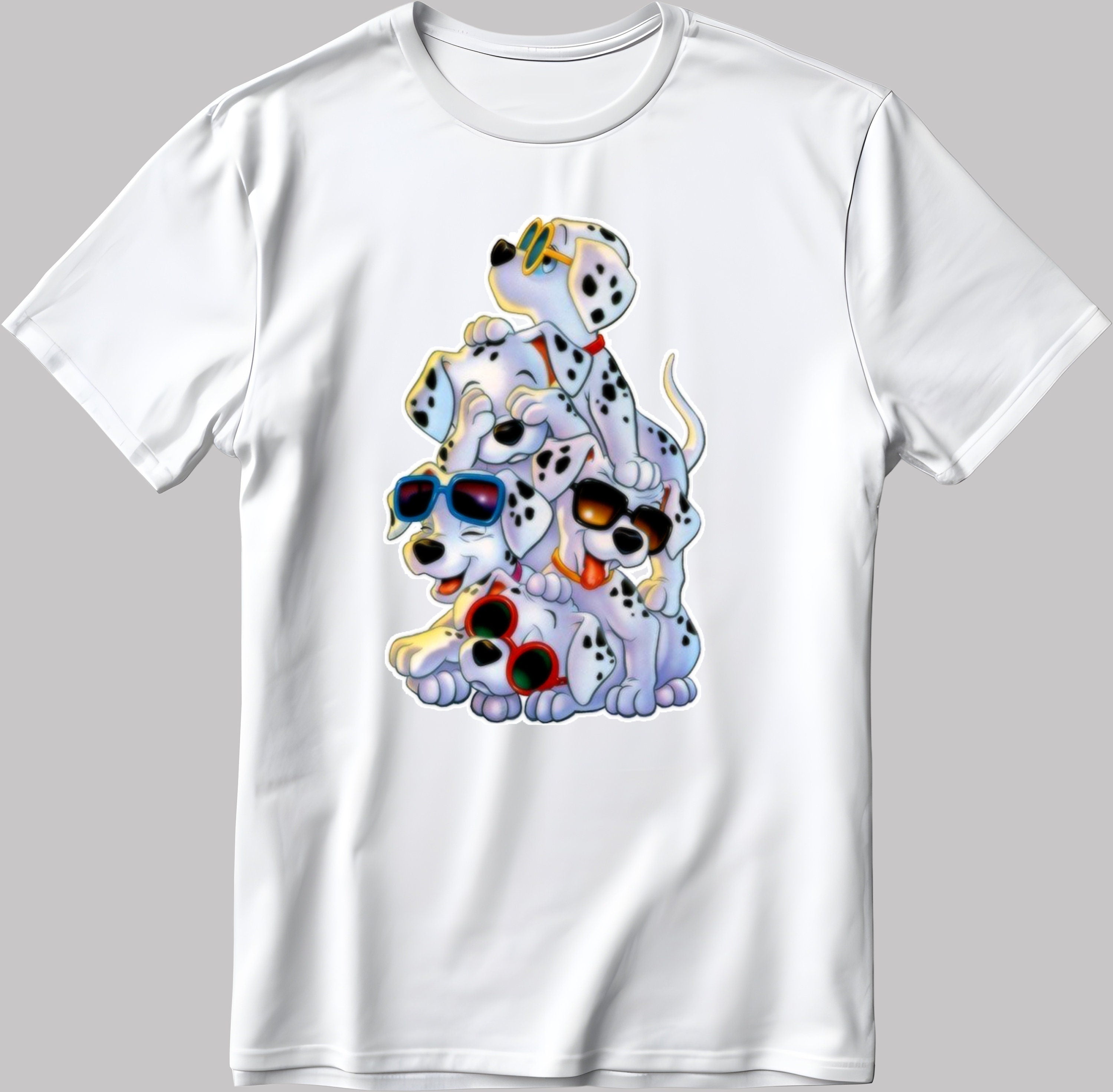 101 Dalmatians Cartoon Characters, Short Sleeve White-Black Men's / Women's T Shirt F429