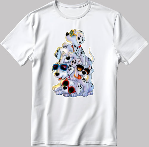 101 Dalmatians Cartoon Characters, Short Sleeve White-Black Men's / Women's T Shirt F429