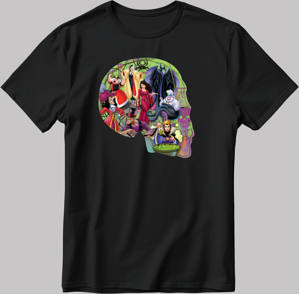 Evil, cartoon characters, with skull, Short Sleeve White-Black Men's / Women's T Shirt G048