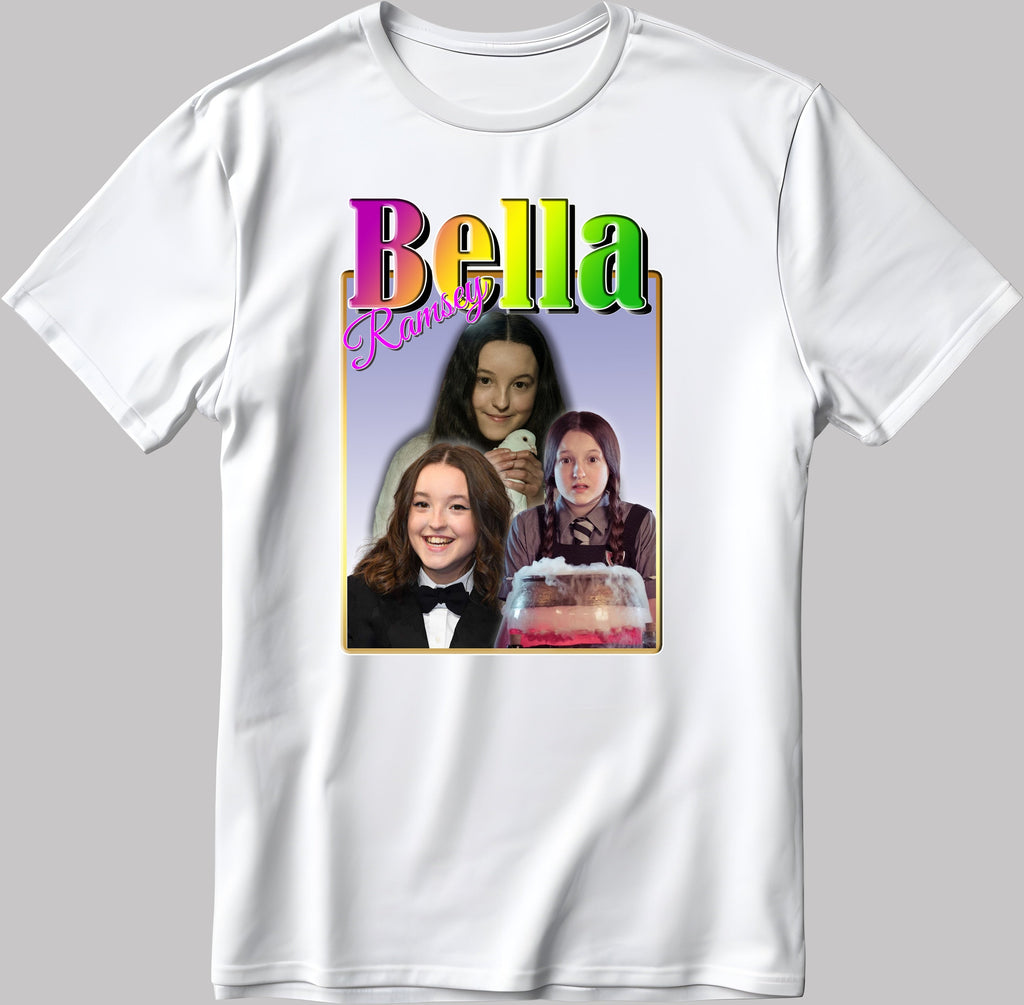 Bella Ramsey Homage, Short Sleeve White-Black Men's / Women's T Shirt G599