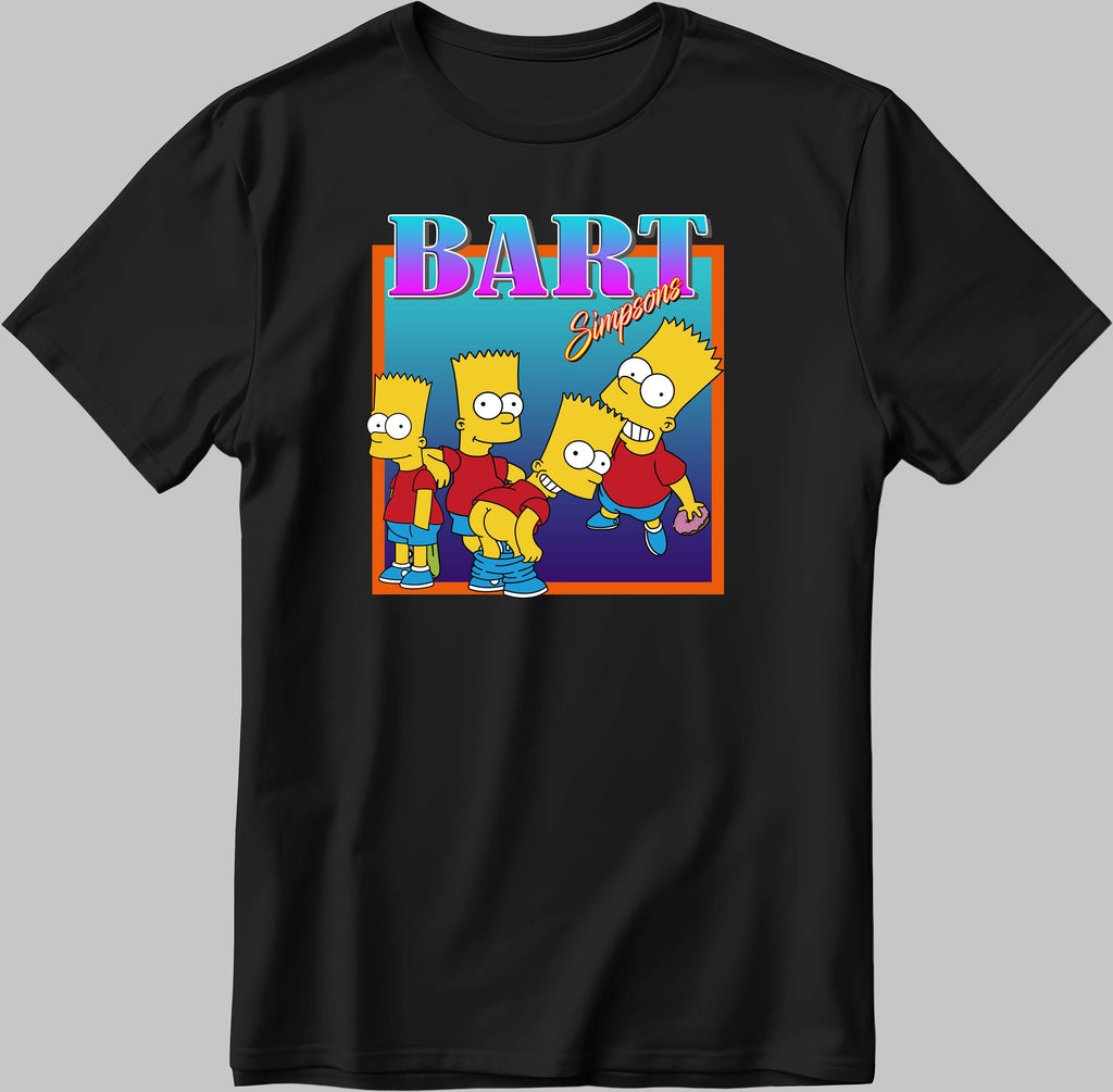Famous Characters Bart Simpsons Figure, Short Sleeve White-Black Men's / Women's T Shirt H116