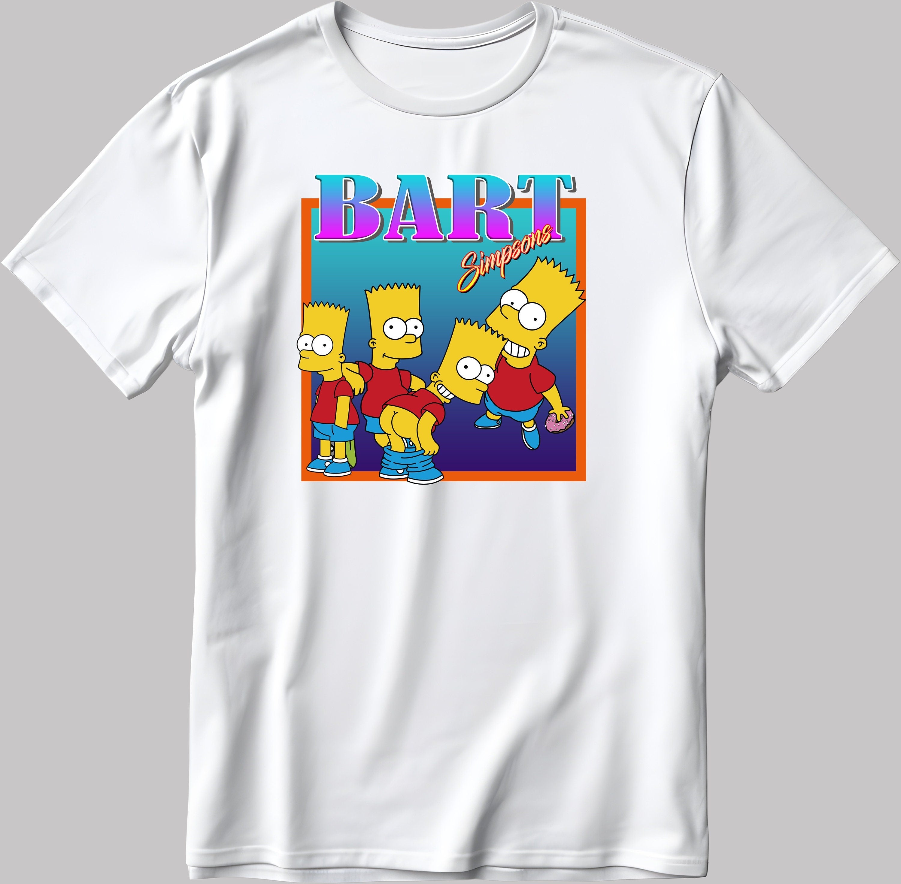 Famous Characters Bart Simpsons Figure, Short Sleeve White-Black Men's / Women's T Shirt H116