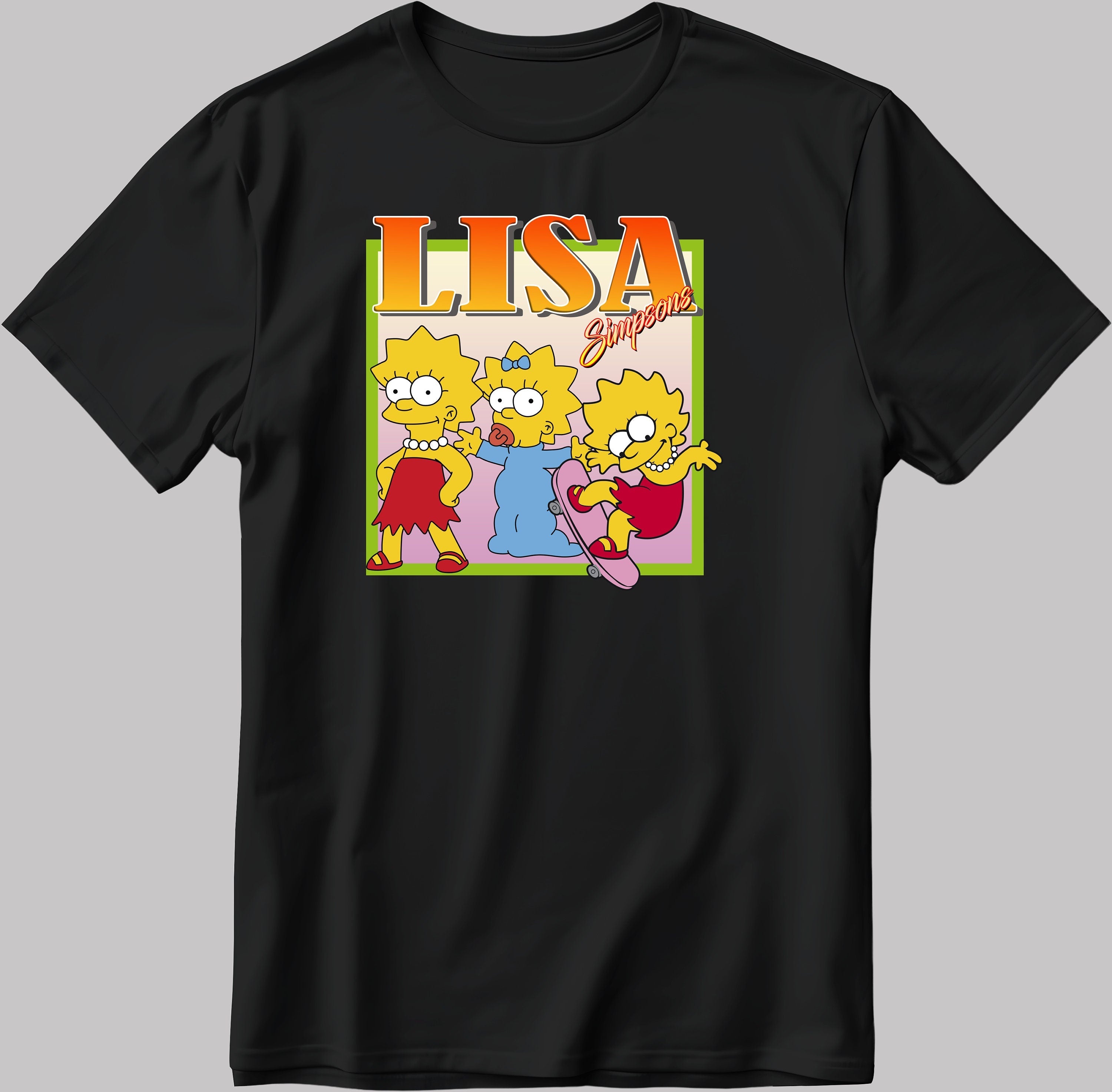 Famous Characters Lisa Simpsons Figure, Short Sleeve White-Black Men's / Women's T Shirt H118