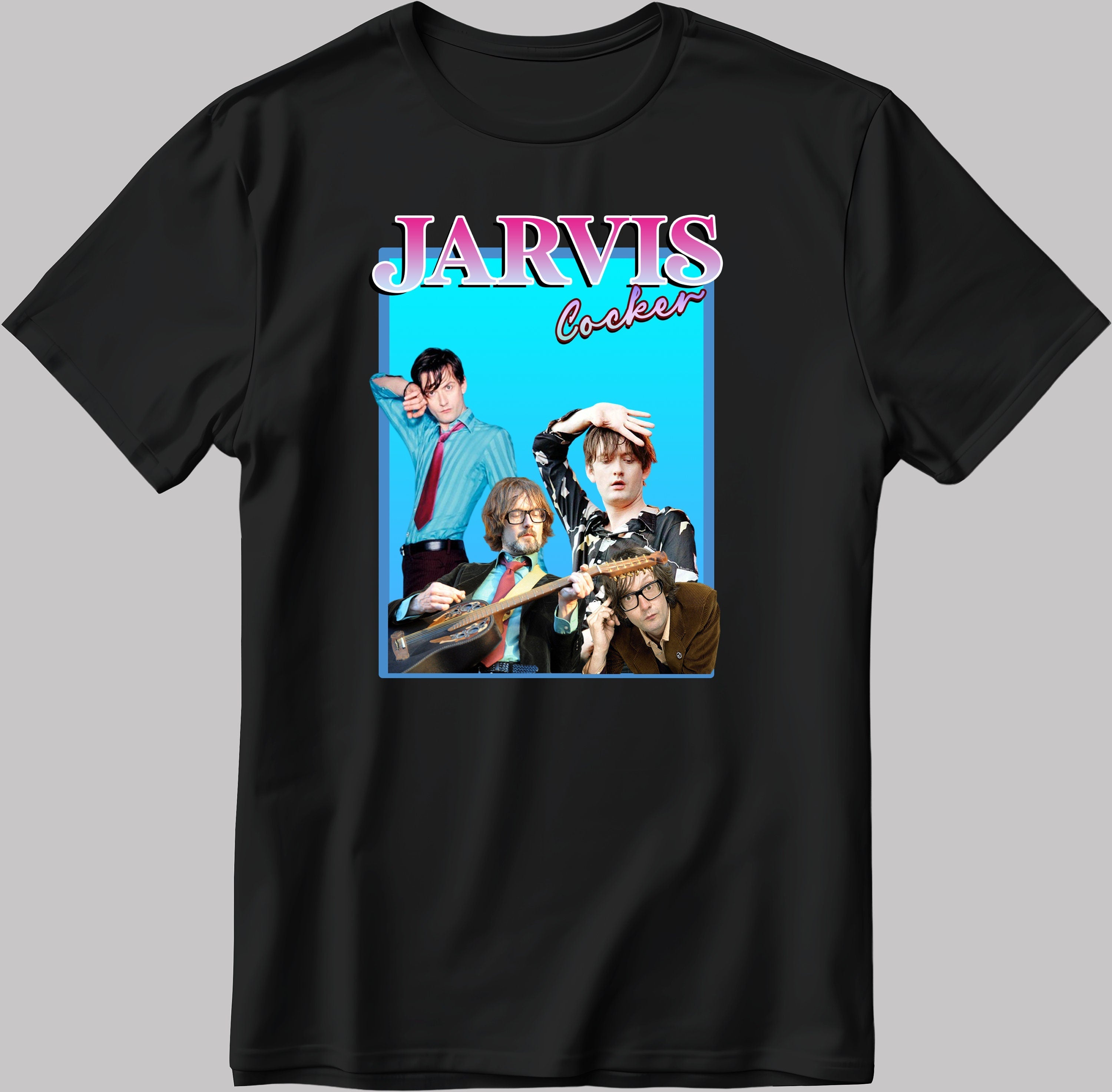 Famous Musician Jarvis Cocker Figure, Short Sleeve White-Black Men's / Women's T Shirt H141