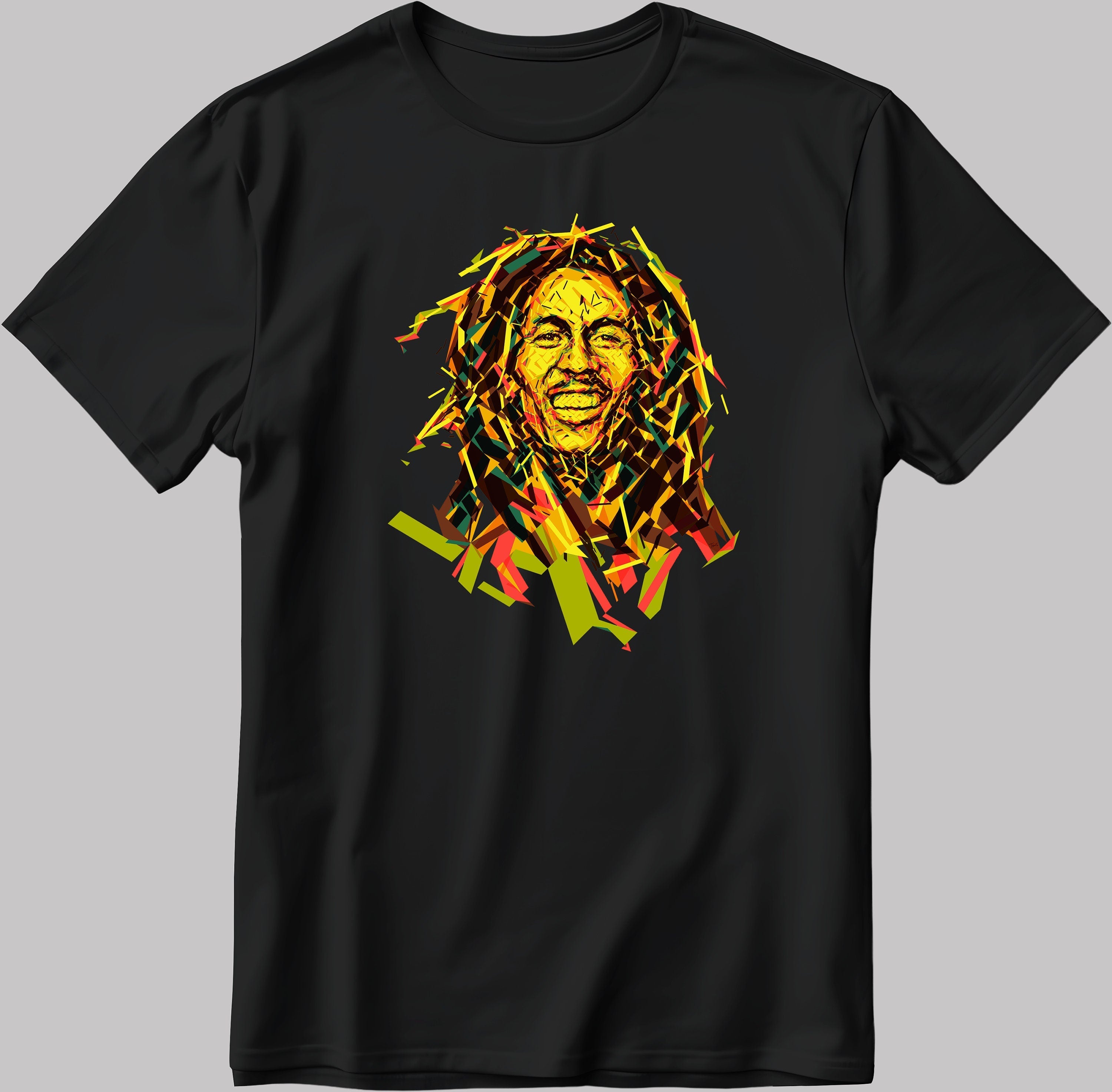 BOB MARLEY Reggae Mosaic Poster Short Sleeve White-Black Men's / Women's T Shirt K165