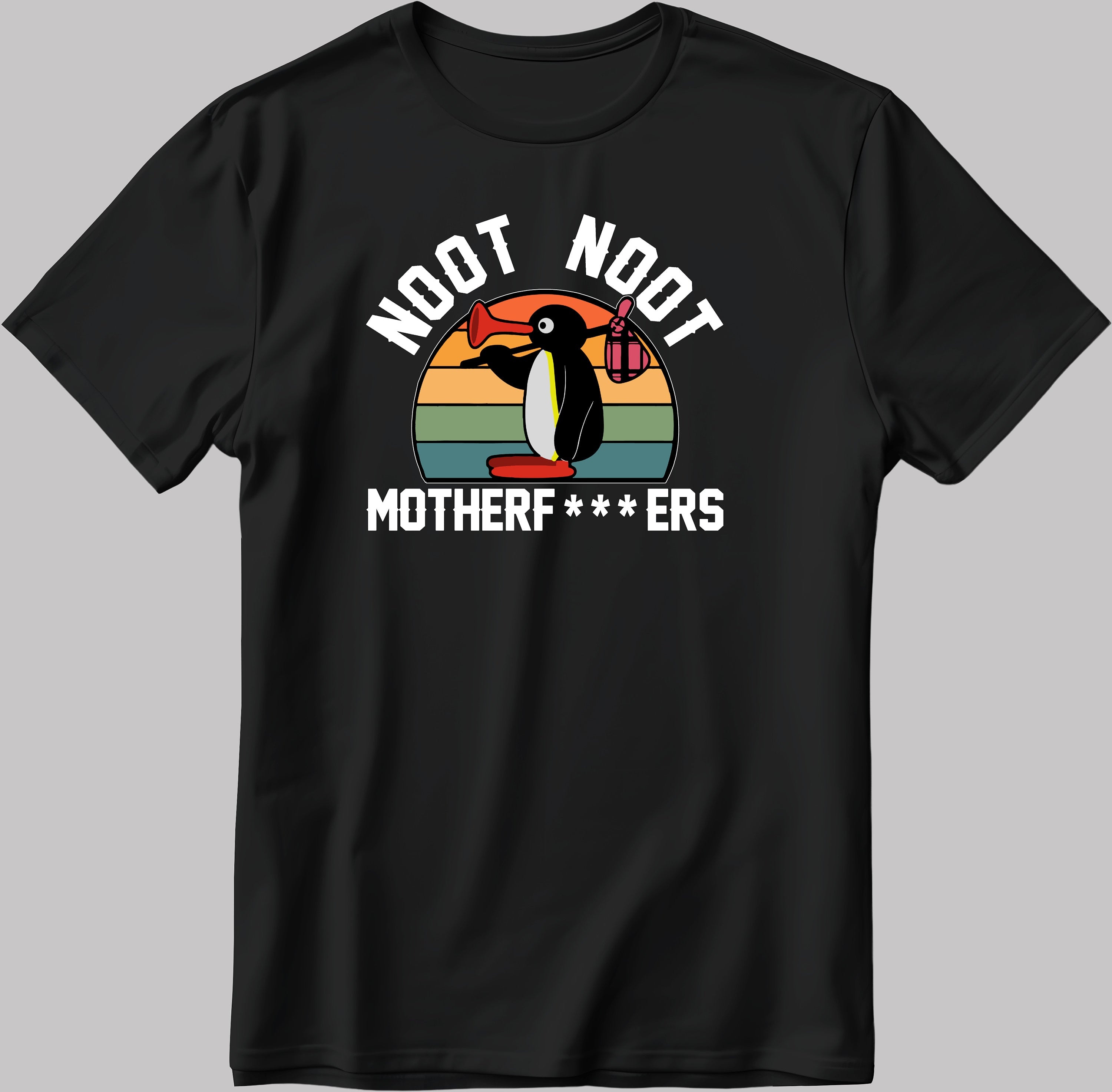 Pingu Noot Noot Motherf***ers, Short Sleeve White-Black Men's / Women's T Shirt K209