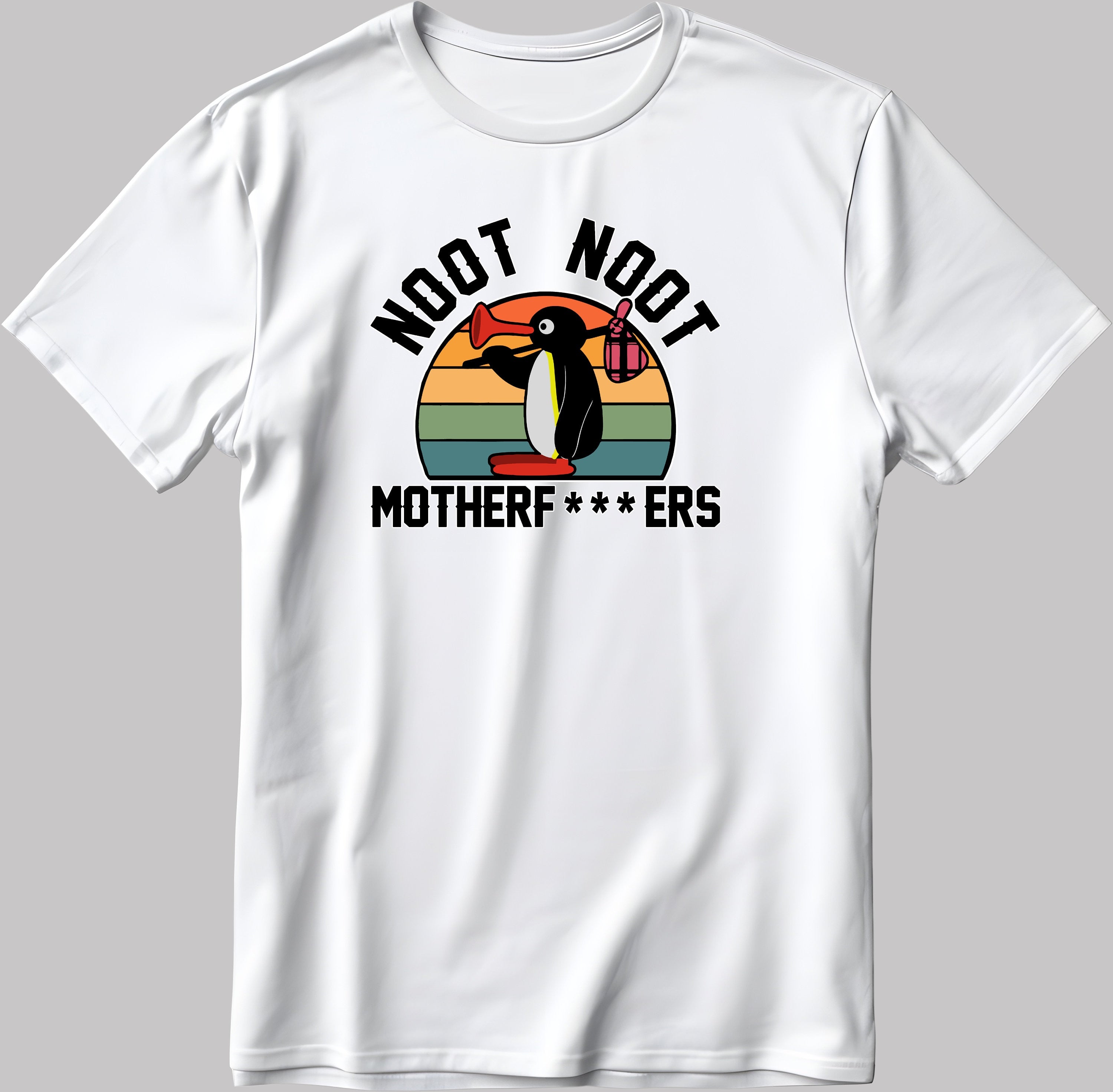 Pingu Noot Noot Motherf***ers, Short Sleeve White-Black Men's / Women's T Shirt K209