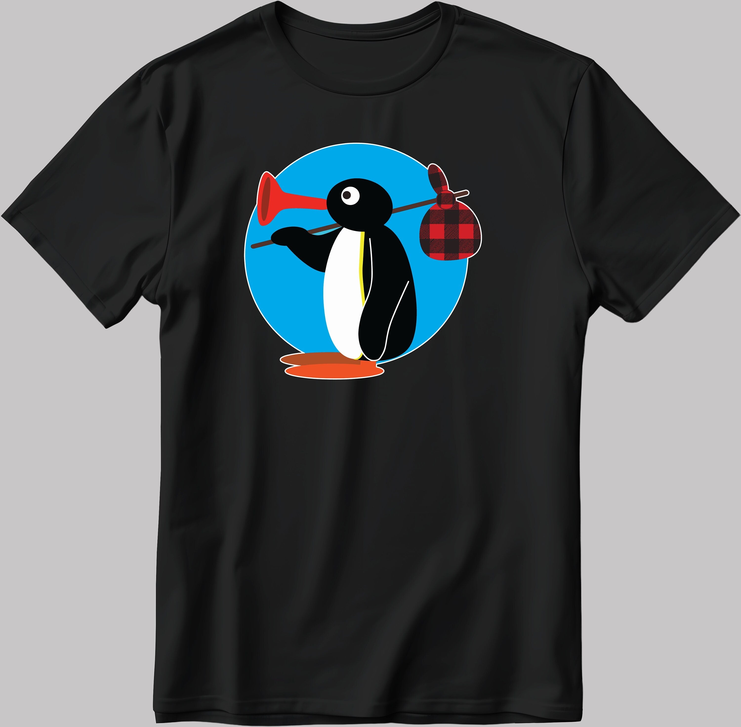 Plain Design Pingu Noot Noot Funny, Short Sleeve White-Black Men's / Women's T Shirt K259