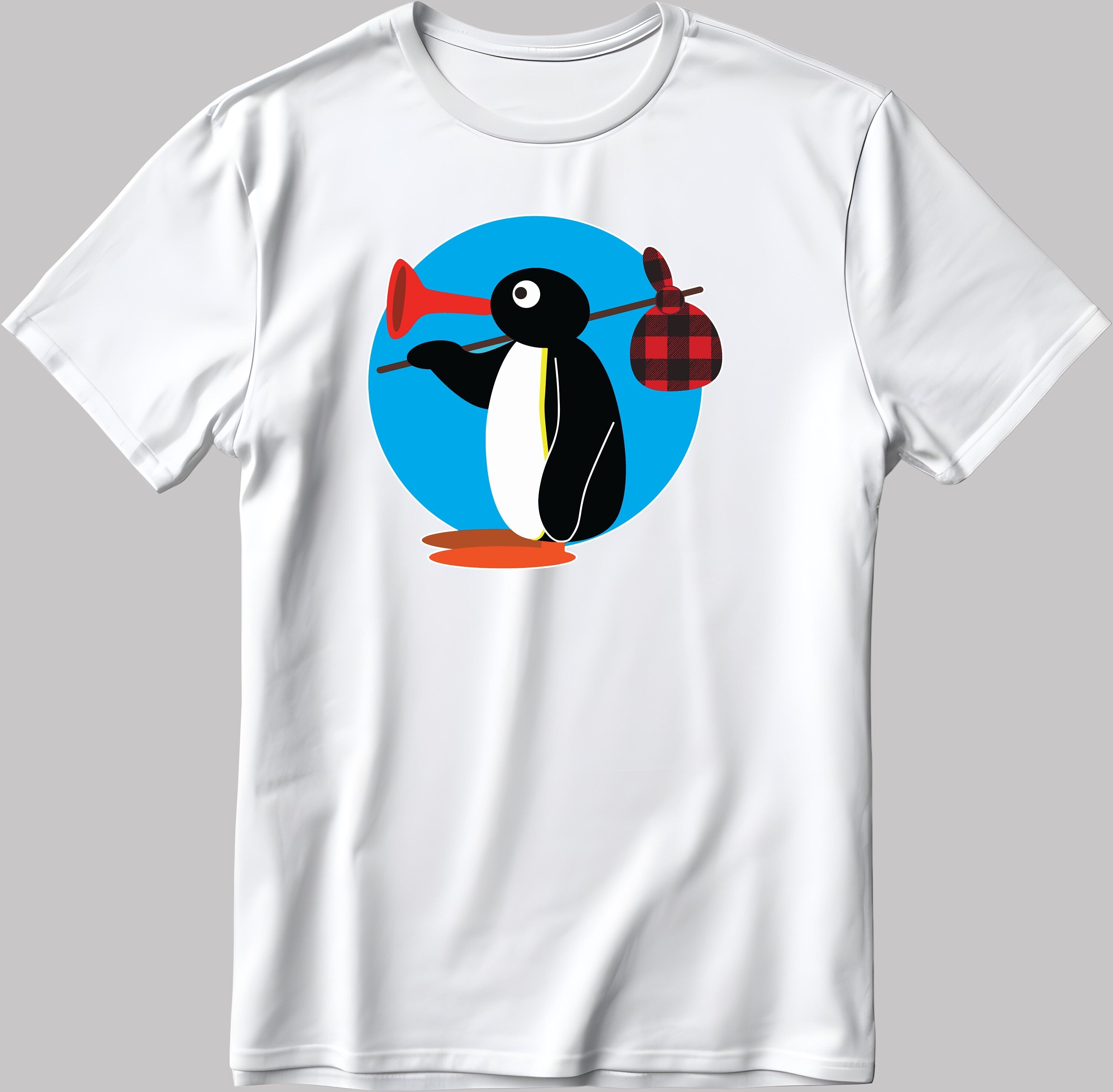 Plain Design Pingu Noot Noot Funny, Short Sleeve White-Black Men's / Women's T Shirt K259