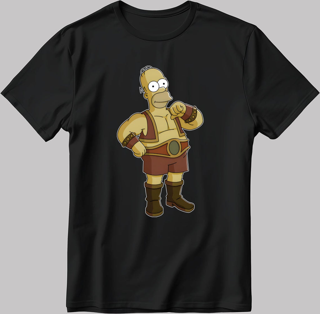 The Simpsons, Homer simpson drawing Short Sleeve White-Black Men's / Women's T Shirt L307