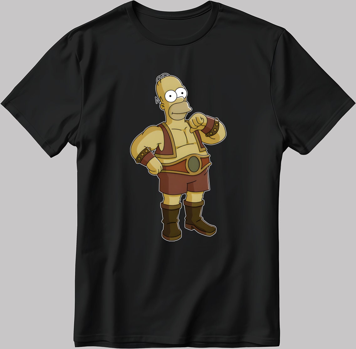 The Simpsons, Homer simpson drawing Short Sleeve White-Black Men's / Women's T Shirt L307
