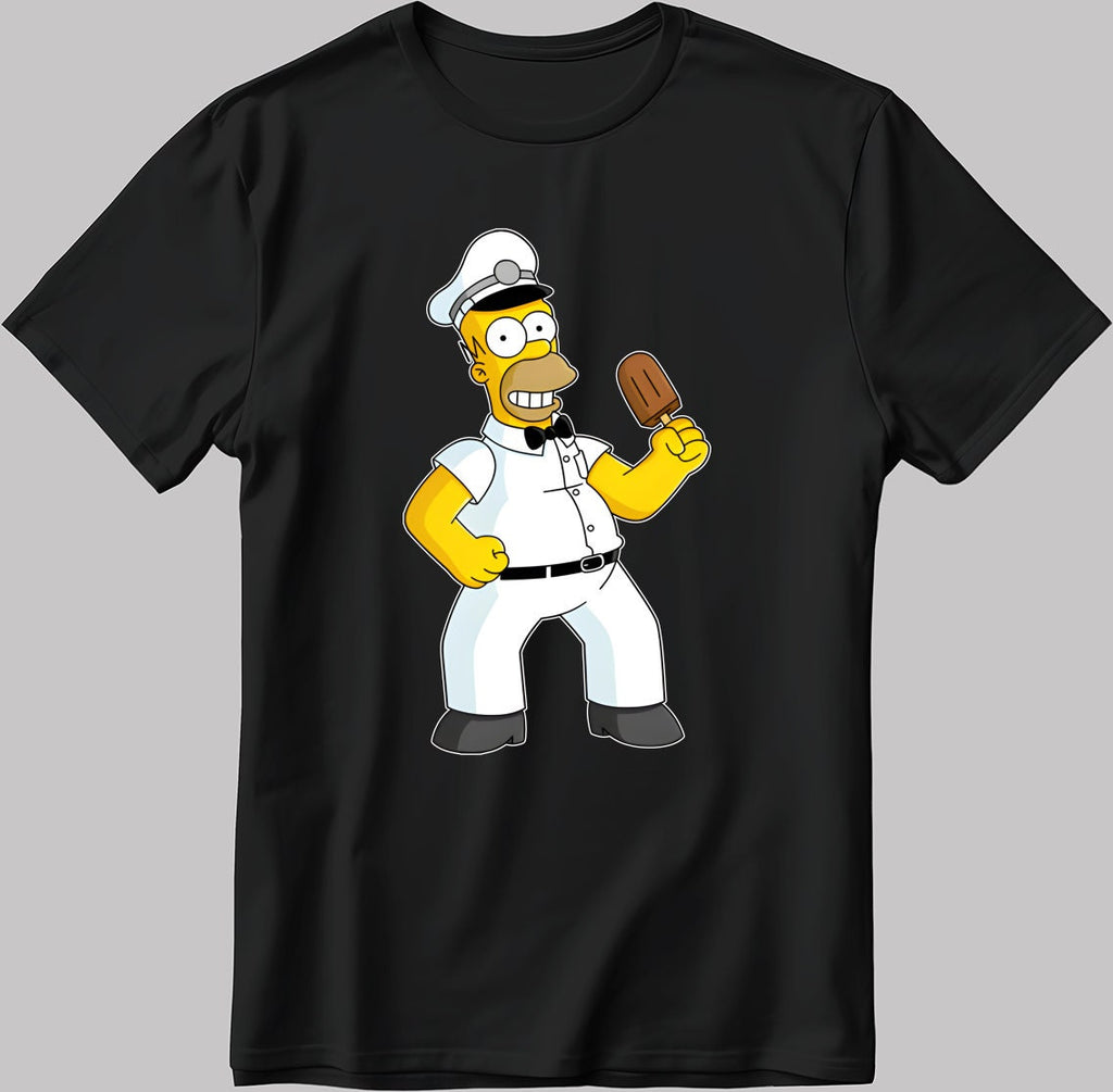 The Simpsons, Homer simpson drawing Short Sleeve White-Black Men's / Women's T Shirt L309