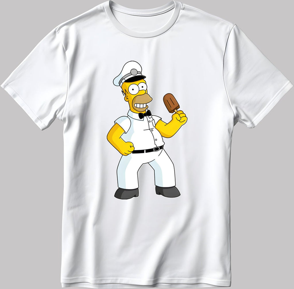 The Simpsons, Homer simpson drawing Short Sleeve White-Black Men's / Women's T Shirt L309