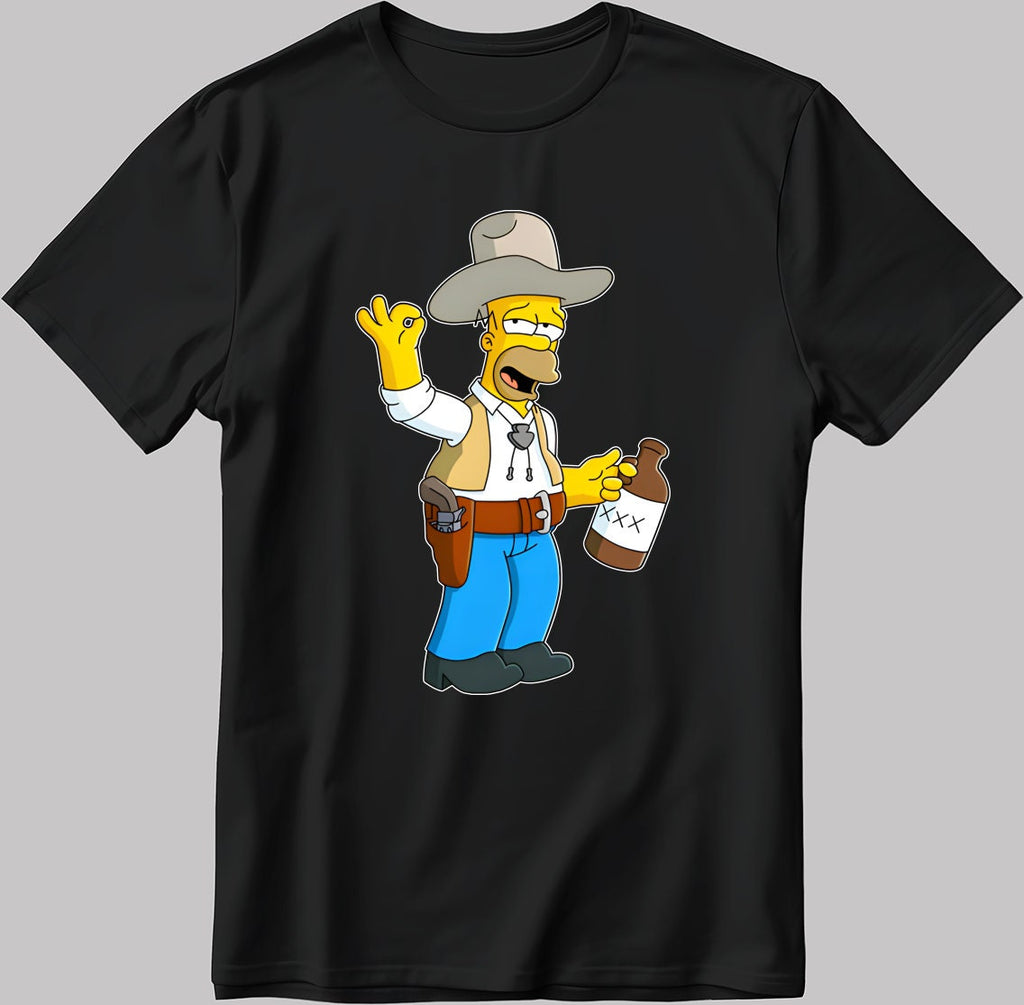 The Simpsons, Homer Simpson drawing Short Sleeve White-Black Men's / Women's T Shirt L315