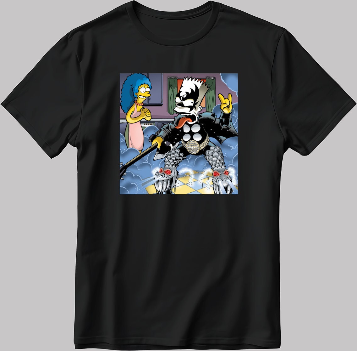 The Simpsons, Bart Simpson drawing Short Sleeve White-Black Men's / Women's T Shirt L322