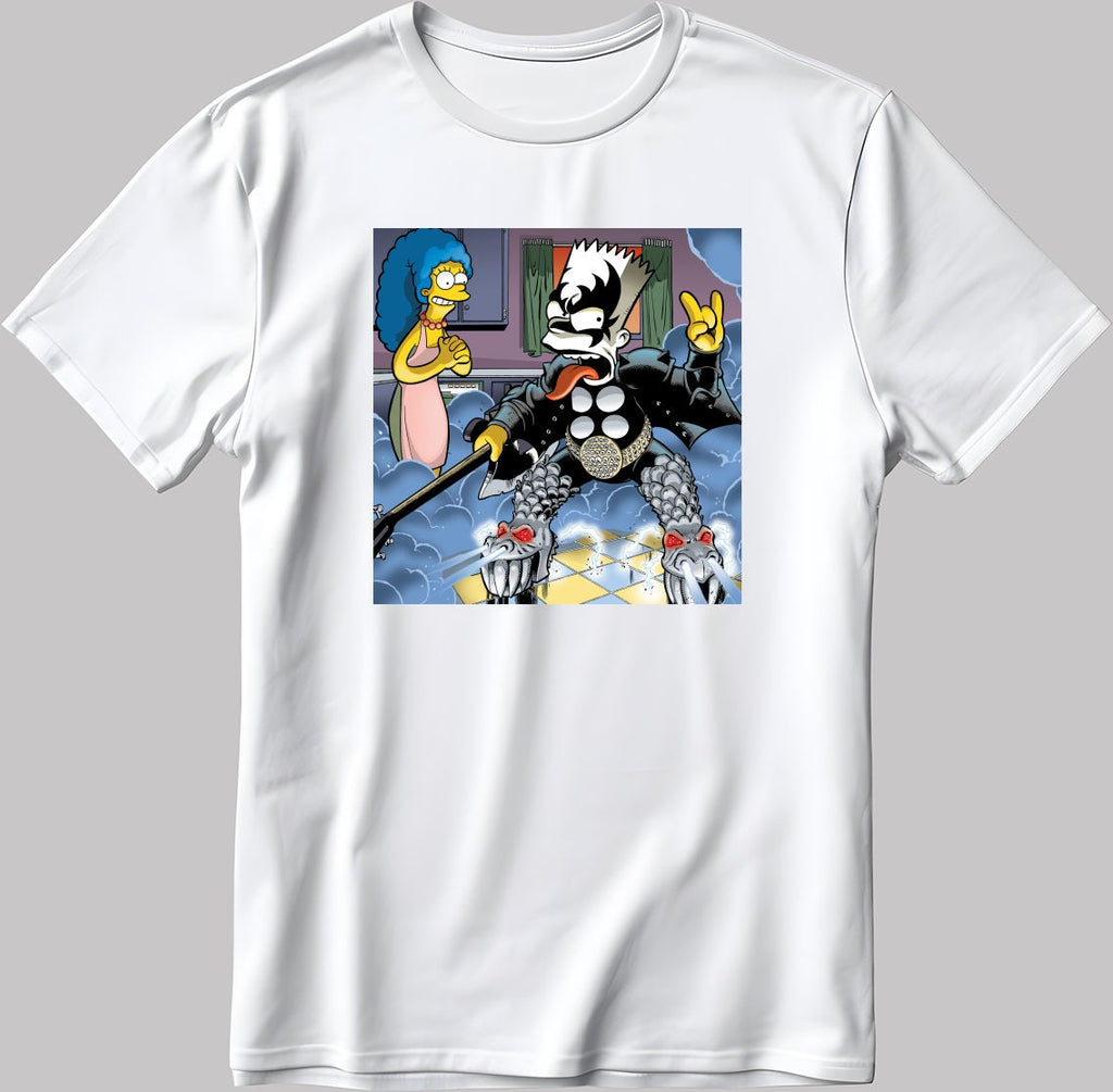 The Simpsons, Bart Simpson drawing Short Sleeve White-Black Men's / Women's T Shirt L322