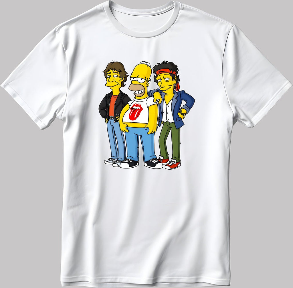The Simpsons, Simpson drawing Short Sleeve White-Black Men's / Women's T Shirt L325