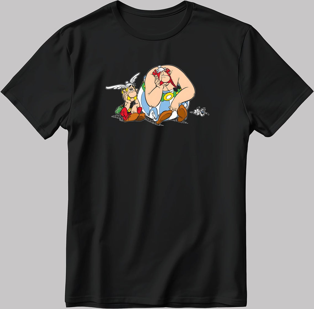 Asterix and Obelix, Famous Characters Figure, Short Sleeve White-Black Men's / Women's T Shirt L339