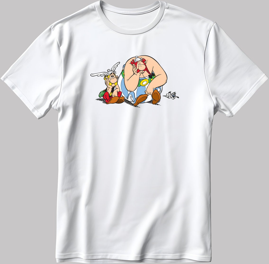 Asterix and Obelix, Famous Characters Figure, Short Sleeve White-Black Men's / Women's T Shirt L339