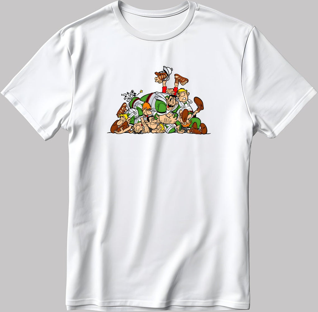 Asterix and Obelix, Famous Characters Figure, Short Sleeve White-Black Men's / Women's T Shirt L340