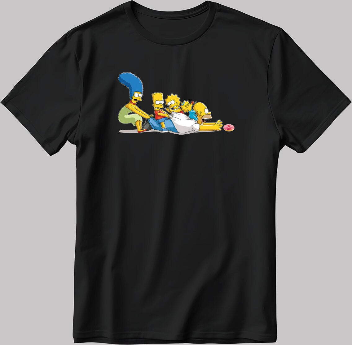 The Simpsons, Simpson drawing Short Sleeve White-Black Men's / Women's T Shirt L331