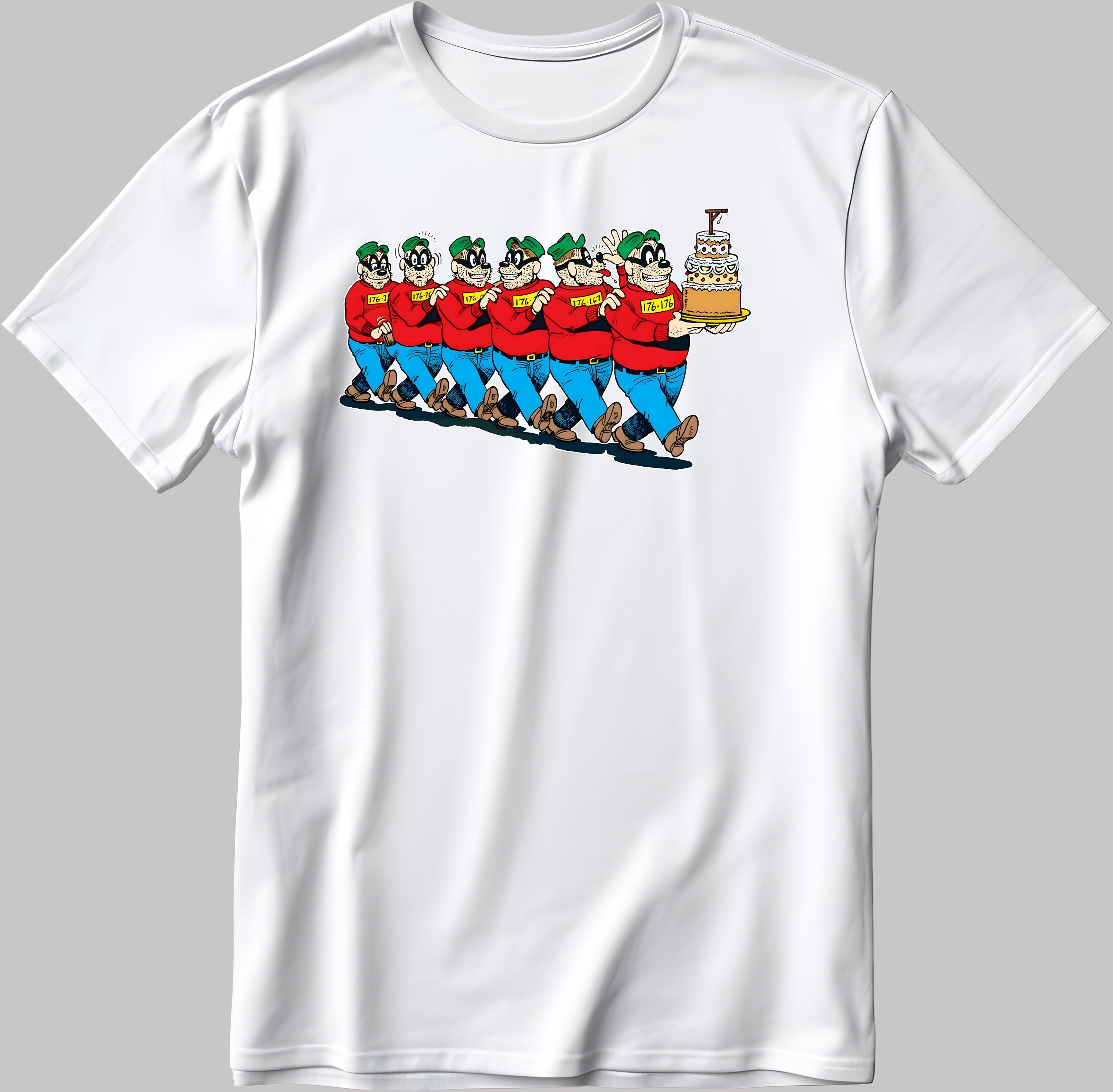 Funny Thief Cartoon Characters  Short Sleeve White-Black Men's / Women's T Shirt E118