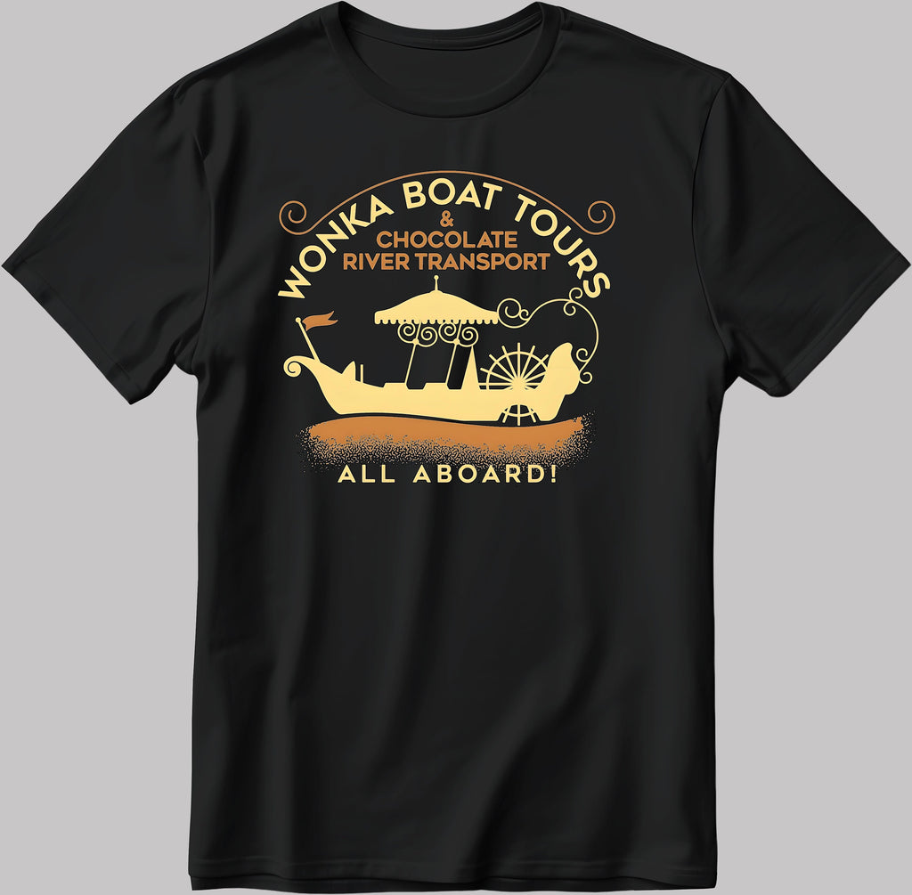 Wonka Boat Tours All Aboard! Short Sleeve White-Black Men's / Women's T Shirt E126