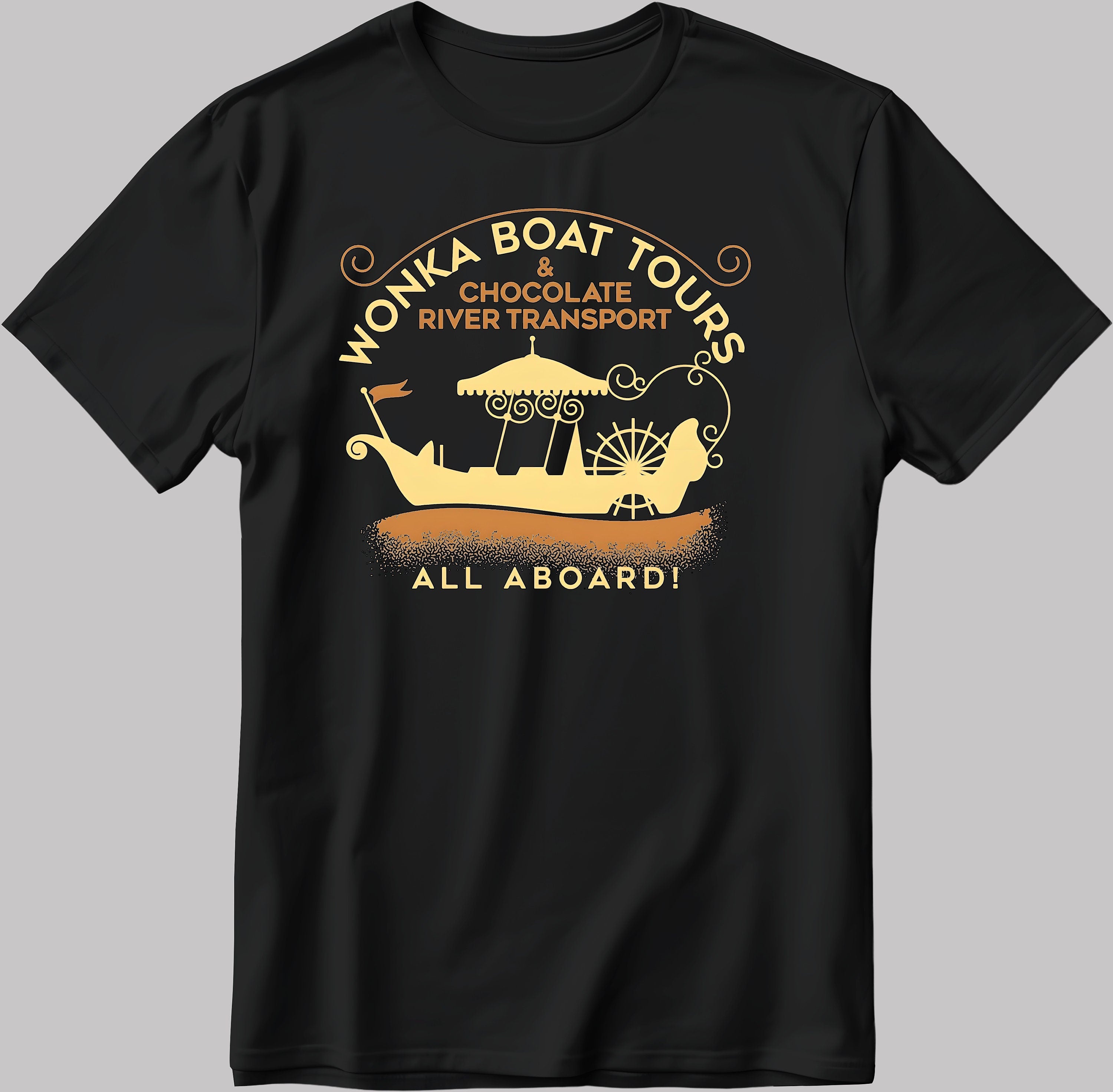Wonka Boat Tours All Aboard! Short Sleeve White-Black Men's / Women's T Shirt E126
