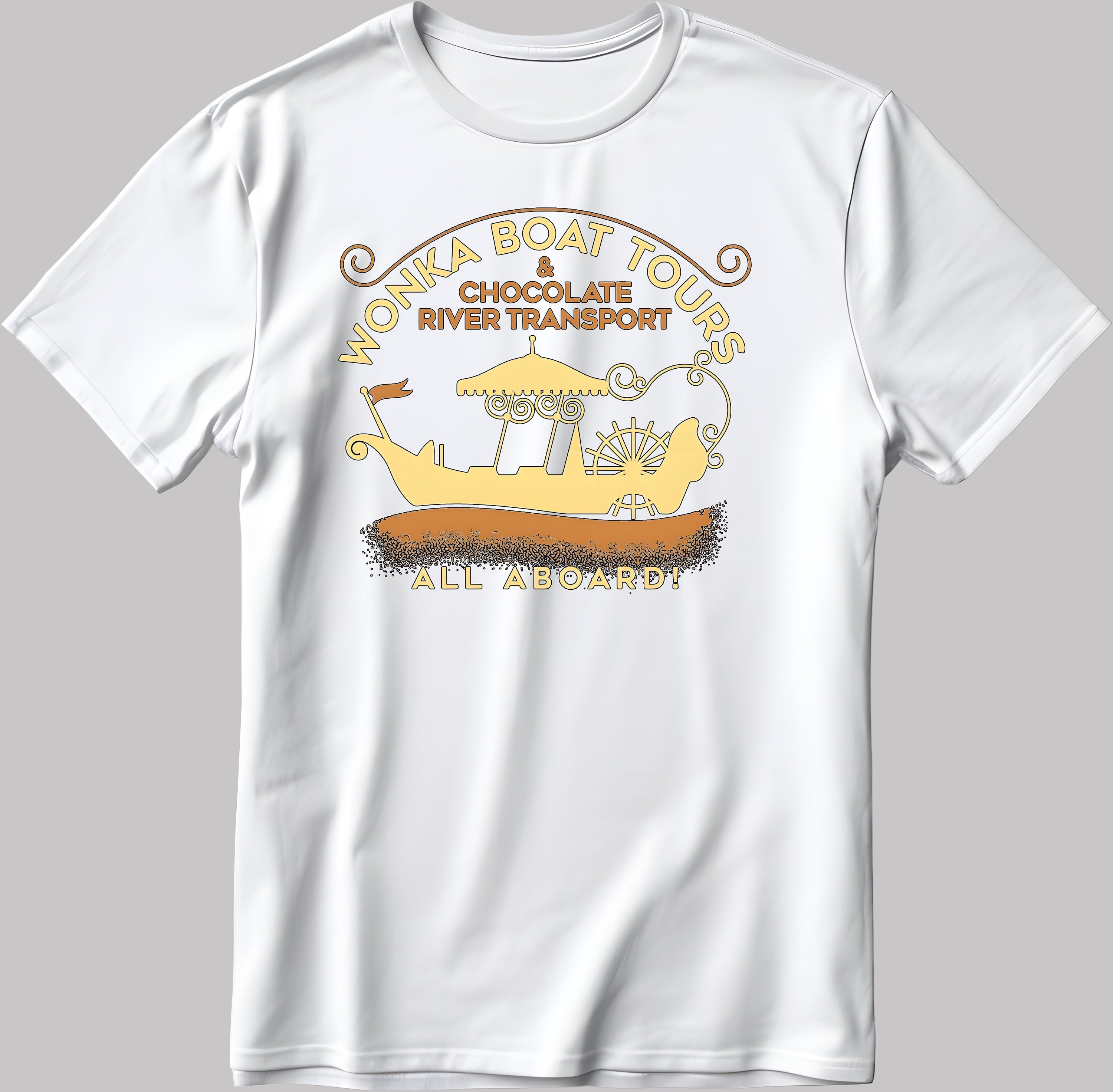 Wonka Boat Tours All Aboard! Short Sleeve White-Black Men's / Women's T Shirt E126