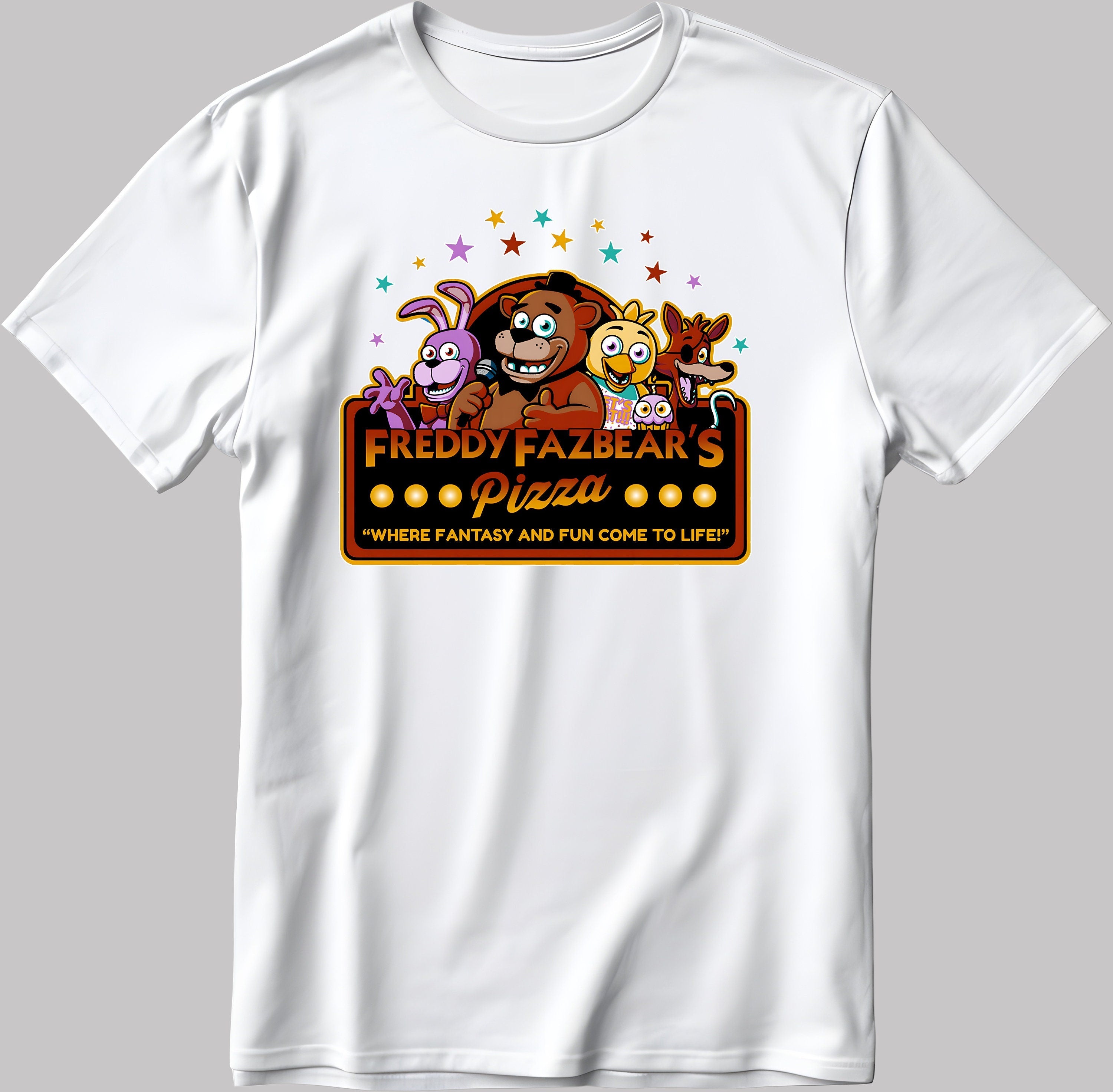 Freddyfazbear's Pizza Where Fantasy And Fun Short Sleeve White-Black Men's / Women's T Shirt E129
