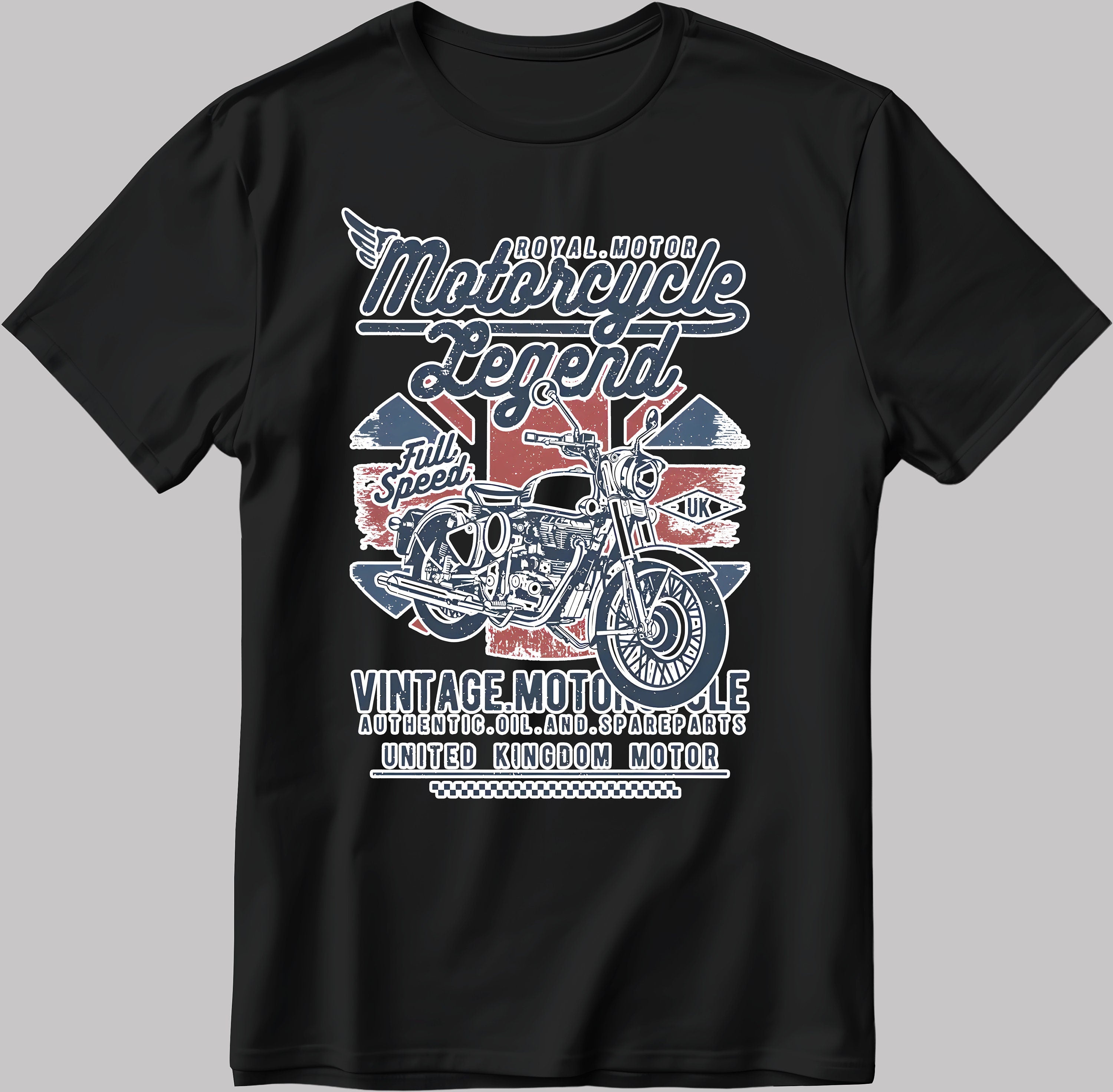 Royal Motor Motorcycle Legend Vintage Short Sleeve White-Black Men's / Women's T Shirt E144