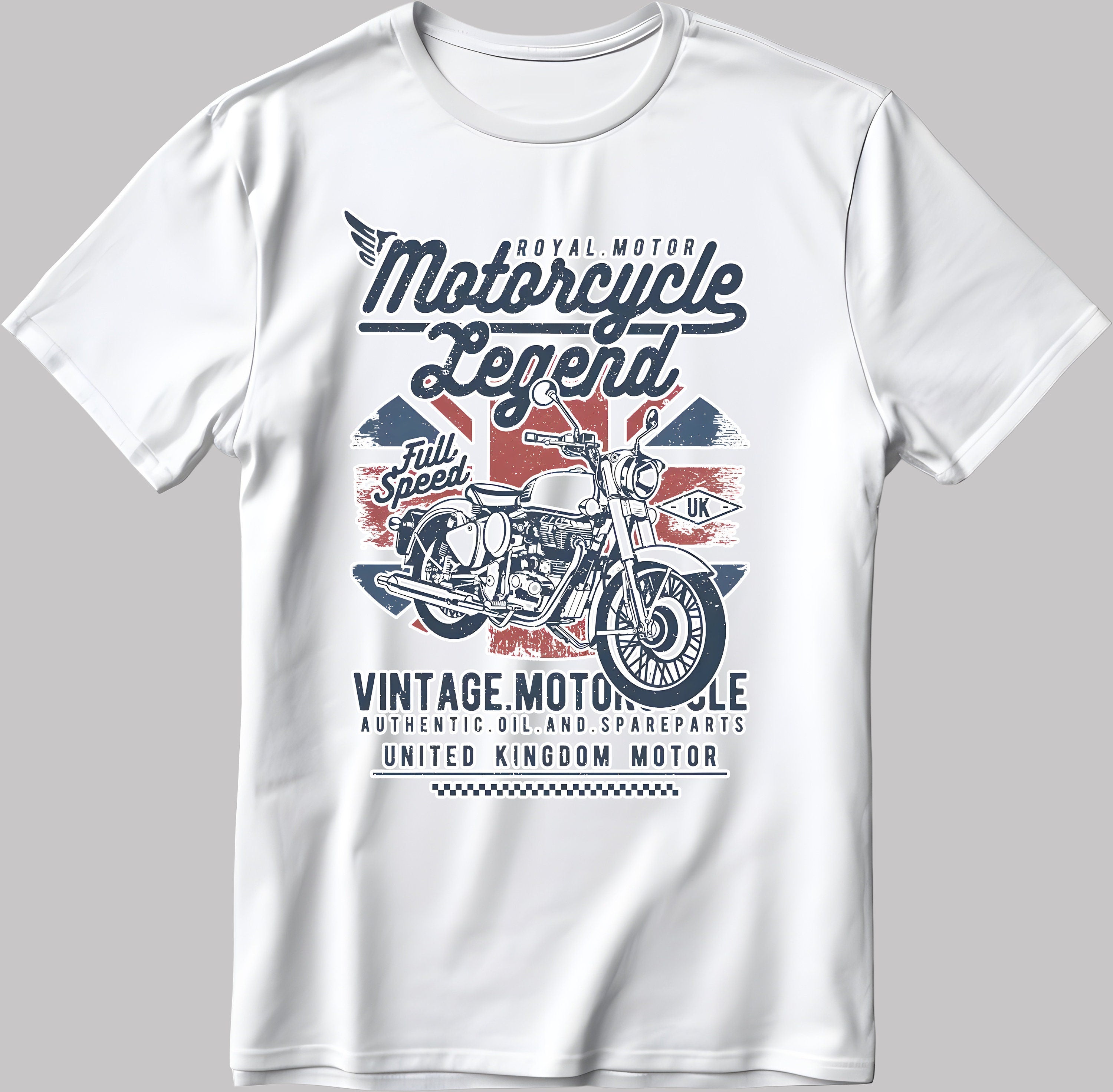 Royal Motor Motorcycle Legend Vintage Short Sleeve White-Black Men's / Women's T Shirt E144