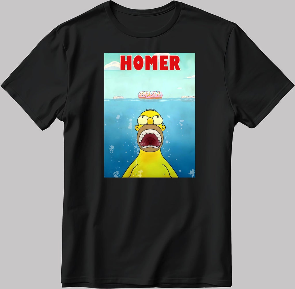 The Simpsons, Simpson drawing Short Sleeve White-Black Men's / Women's T Shirt L348