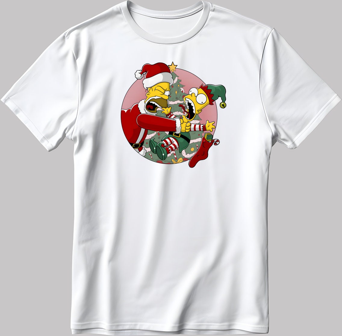 The Simpsons, Simpson drawing Short Sleeve White-Black Men's / Women's T Shirt L358