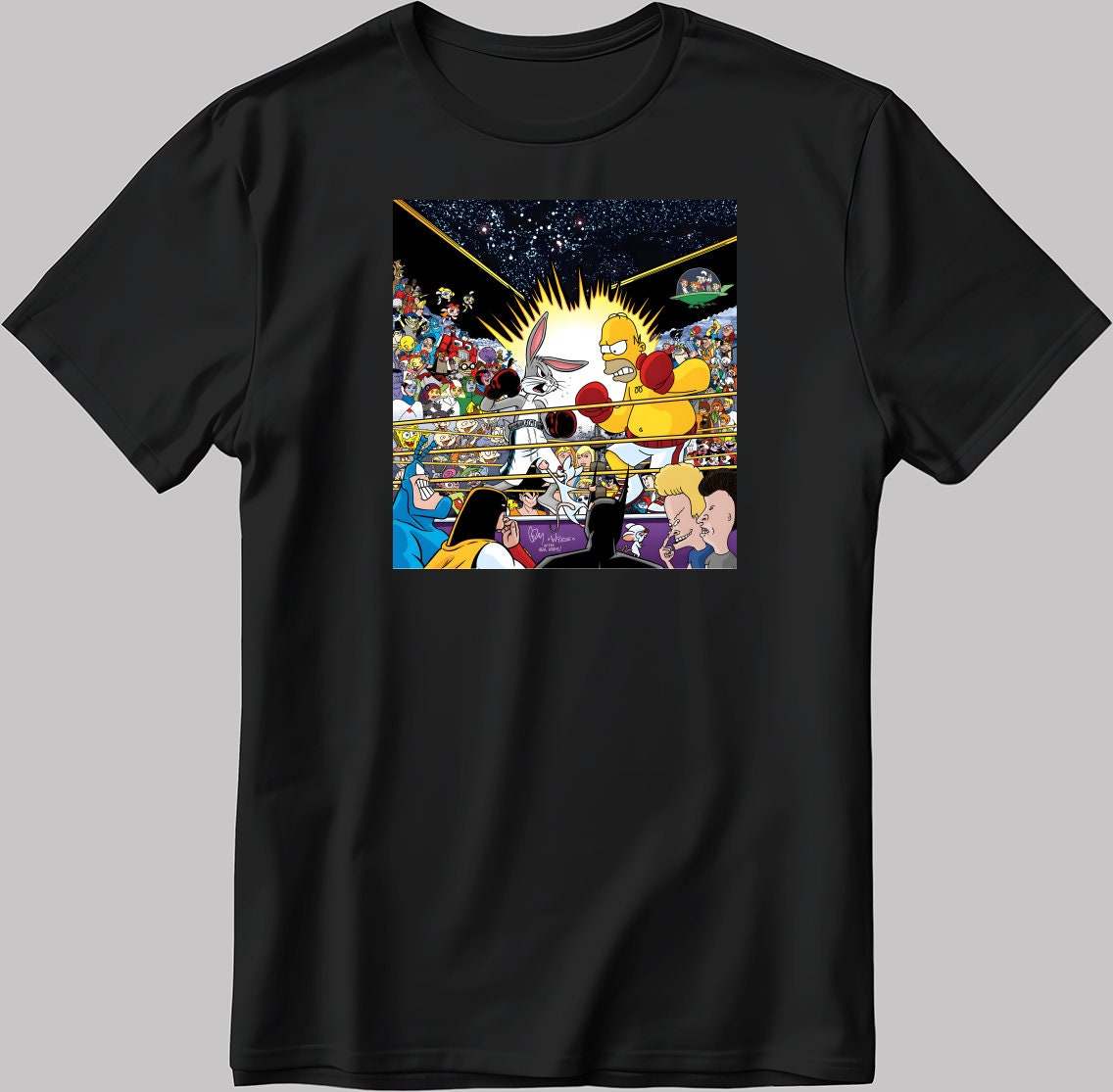 The Simpsons, Simpson drawing Short Sleeve White-Black Men's / Women's T Shirt L361