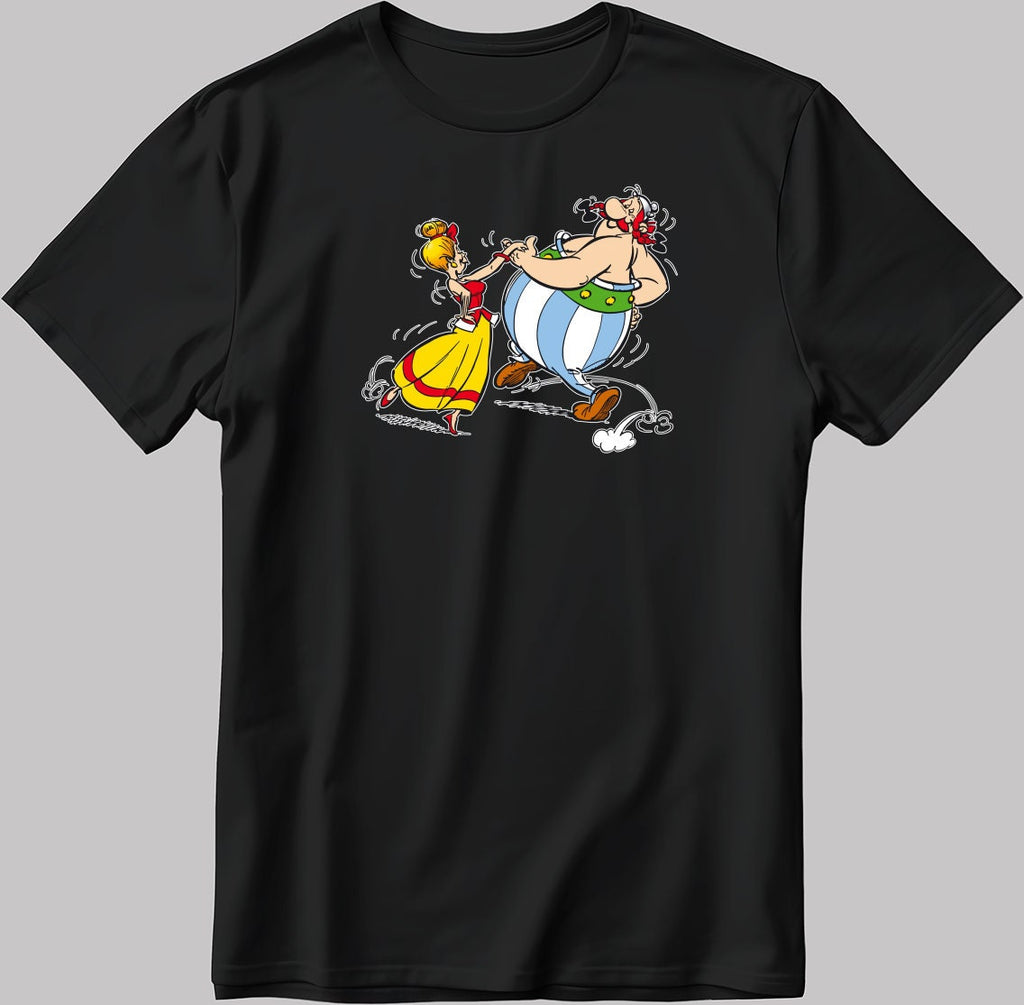 Asterix and Obelix, Famous Characters Figure, Short Sleeve White-Black Men's / Women's T Shirt L391