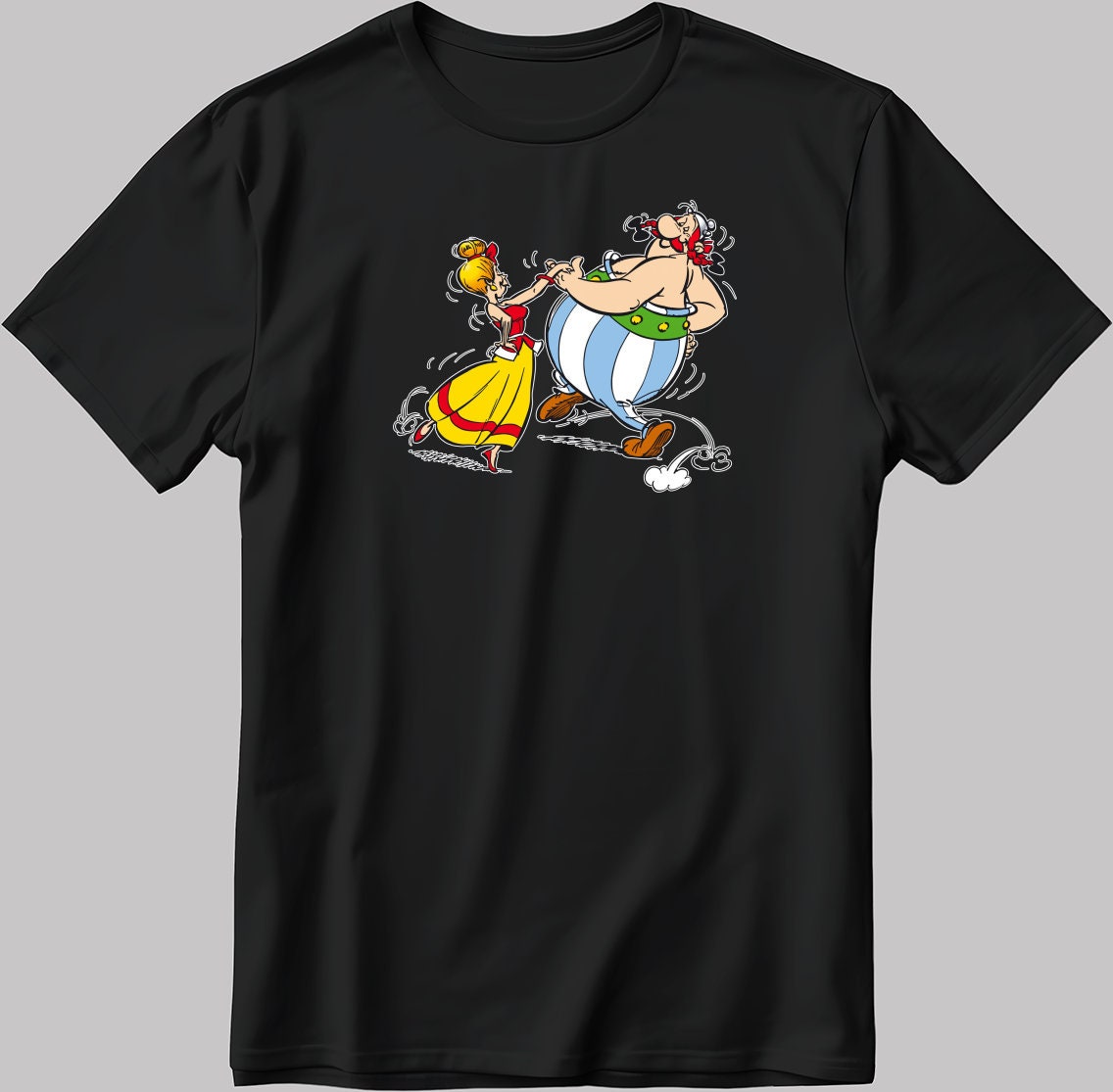 Asterix and Obelix, Famous Characters Figure, Short Sleeve White-Black Men's / Women's T Shirt L391