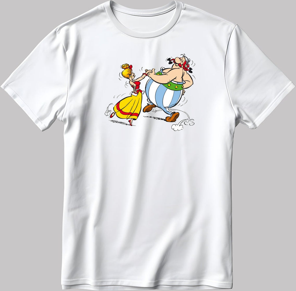 Asterix and Obelix, Famous Characters Figure, Short Sleeve White-Black Men's / Women's T Shirt L391
