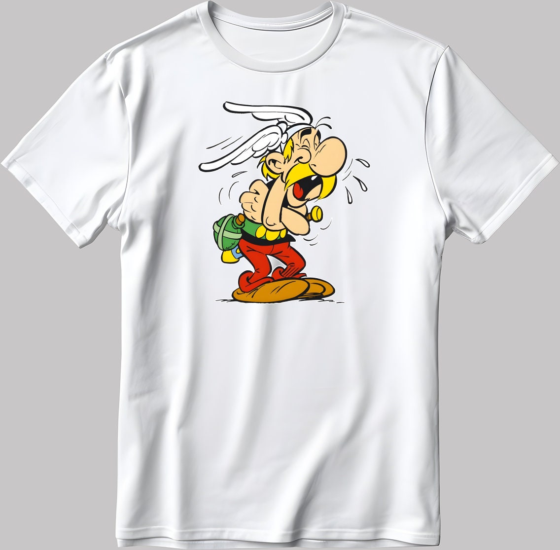Asterix and Obelix, Famous Characters Figure, Short Sleeve White-Black Men's / Women's T Shirt L398