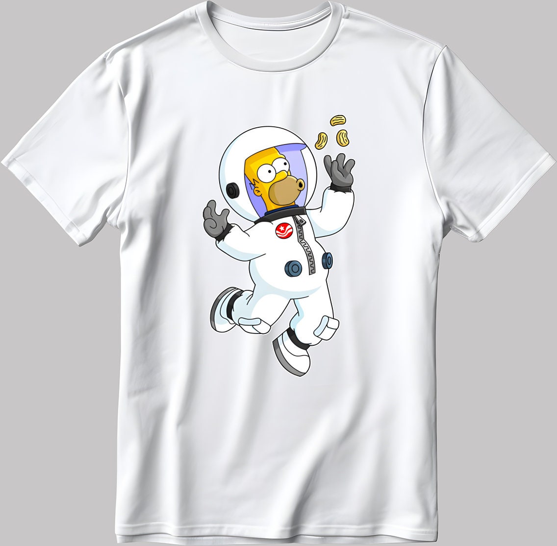 The Simpsons, Homer Simpson drawing Short Sleeve White-Black Men's / Women's T Shirt L314