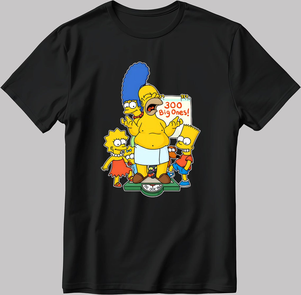 The Simpsons, Simpson drawing Short Sleeve White-Black Men's / Women's T Shirt L324