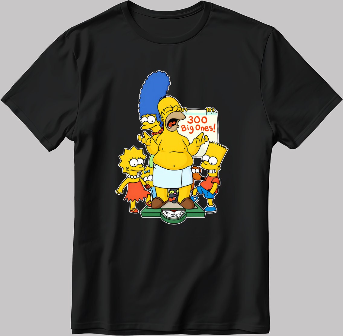 The Simpsons, Simpson drawing Short Sleeve White-Black Men's / Women's T Shirt L324